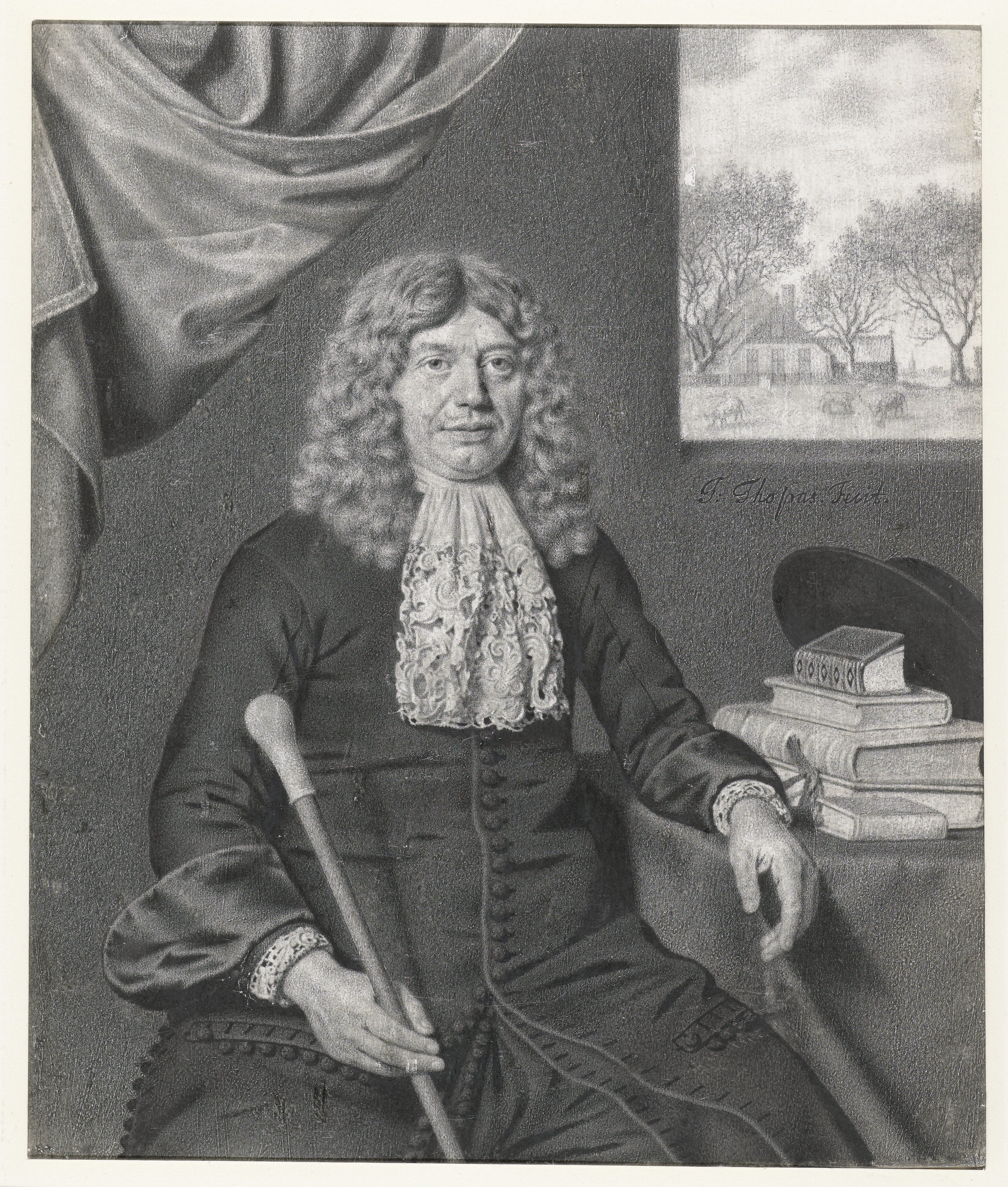 Portrait of a Gentleman, Seated next to a Table Full of Books