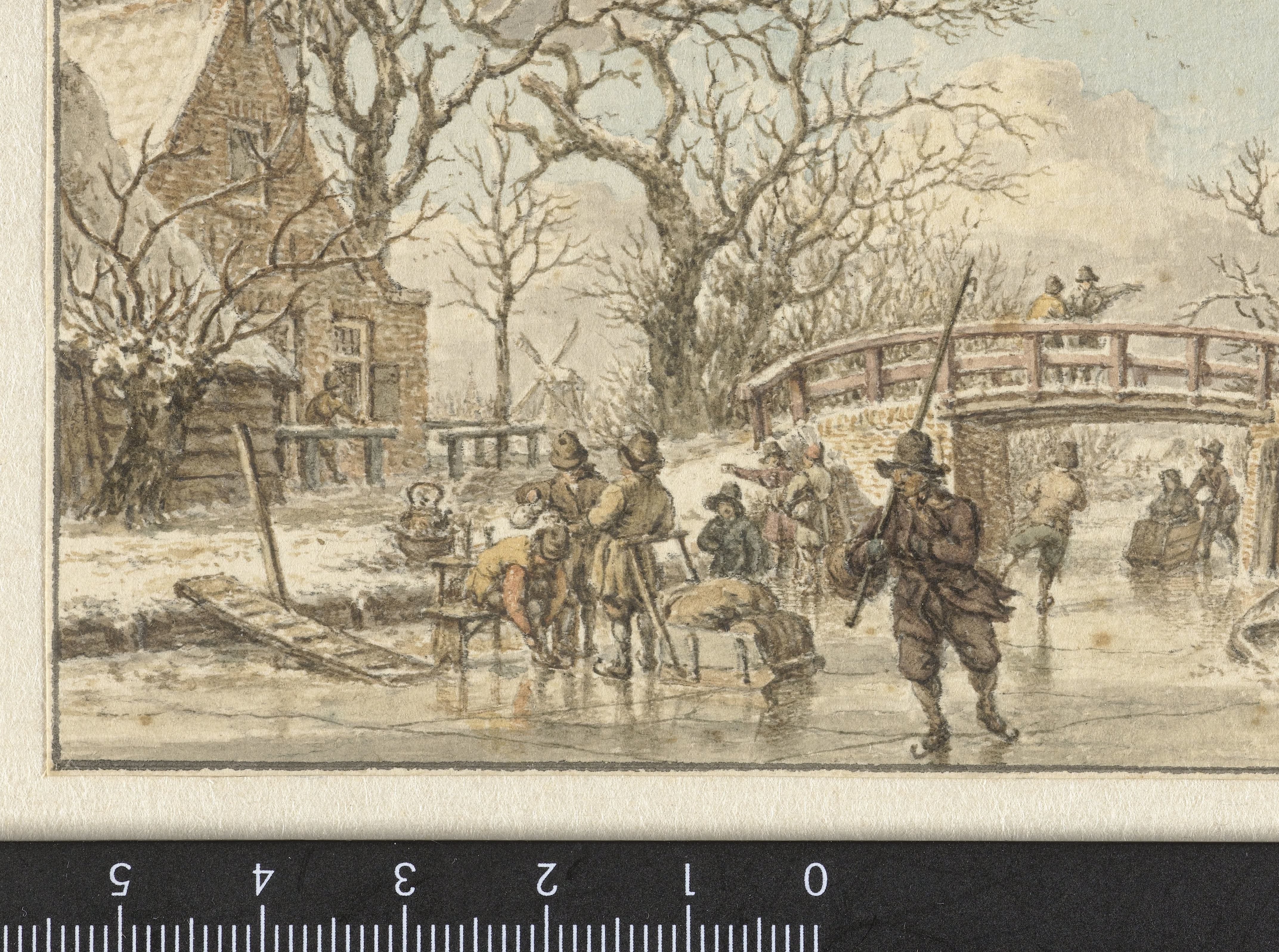 Landschap met twee herders met vee bij een ruïne
