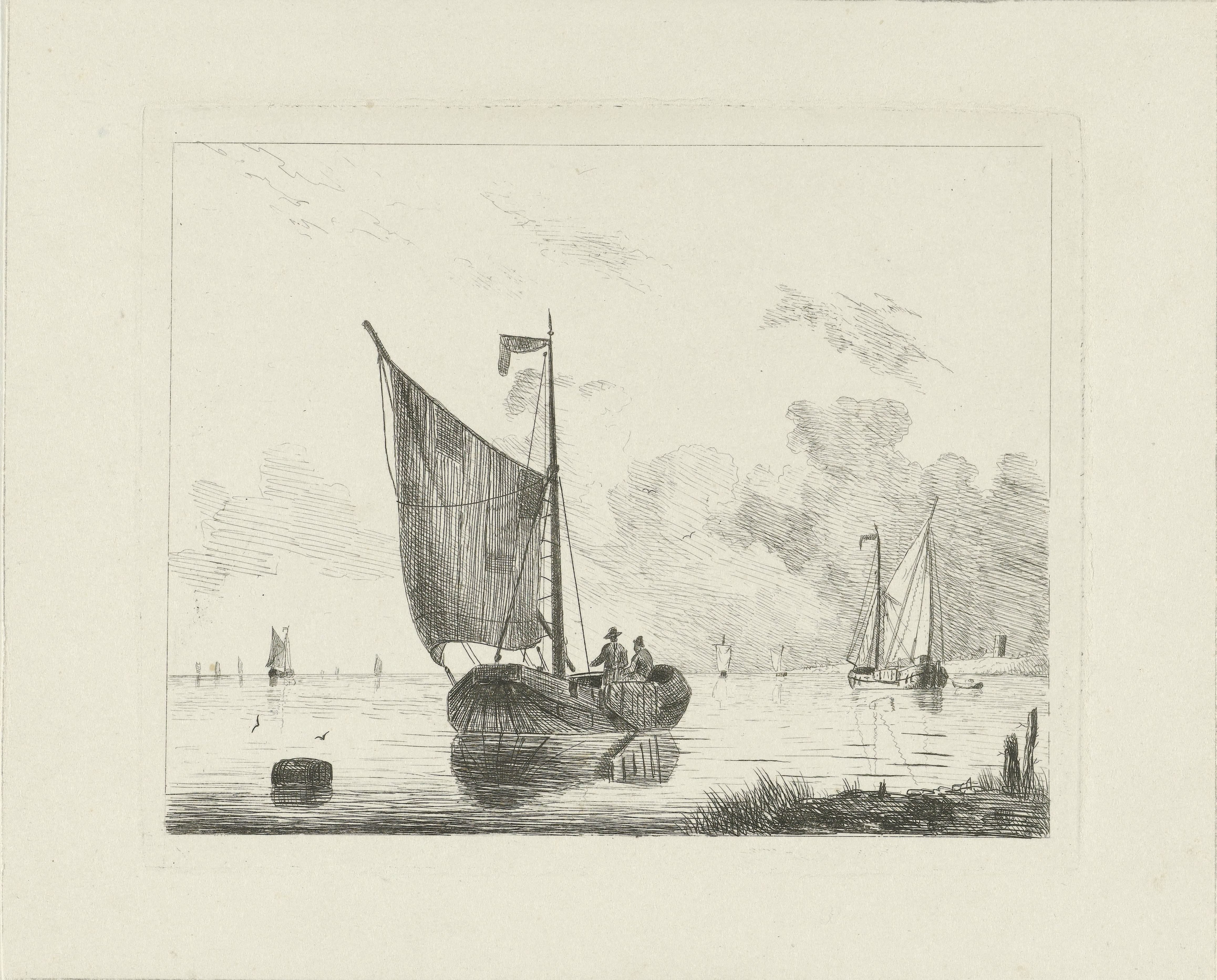 Vissersboot met twee vissers