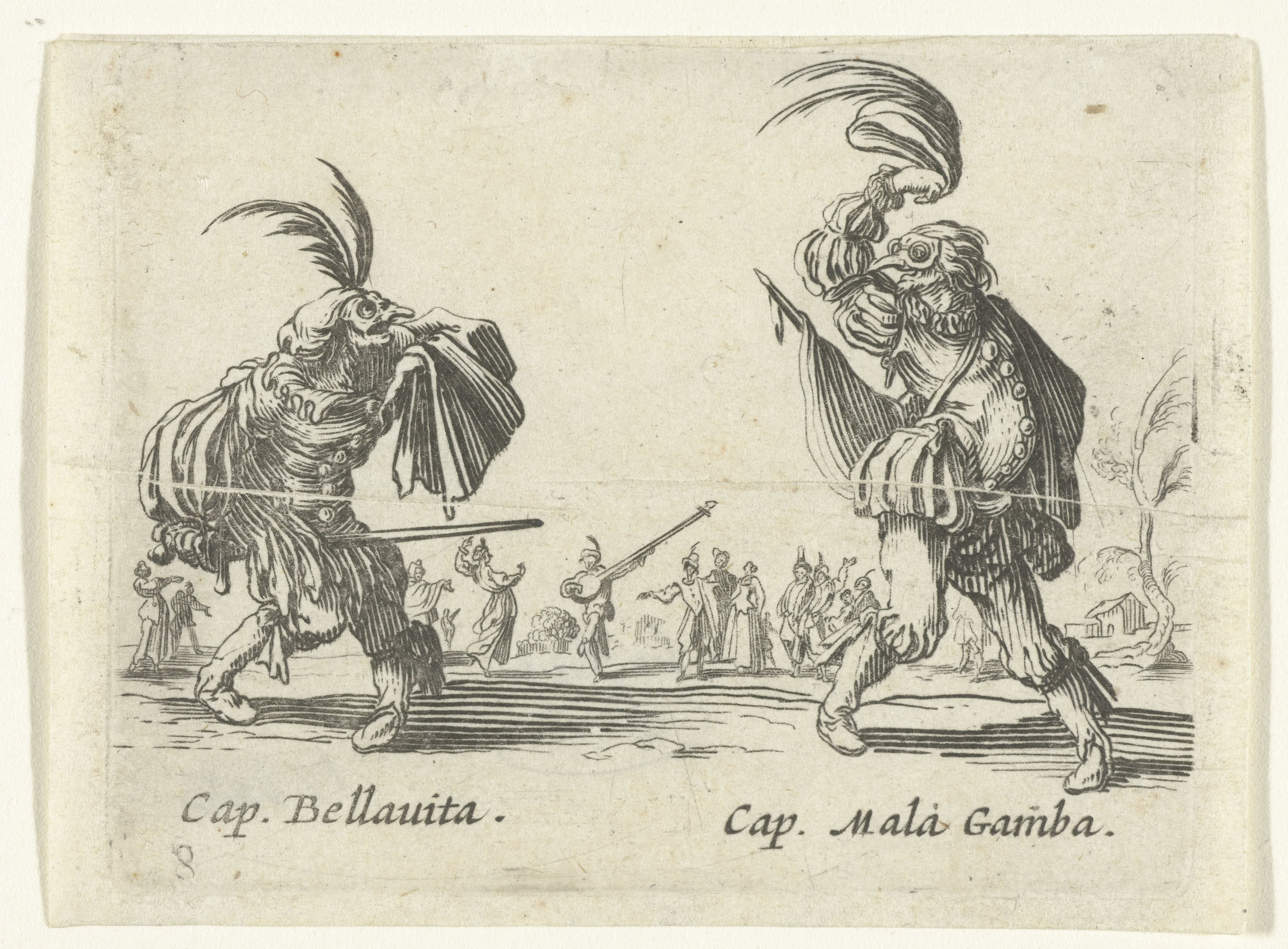 Twee straatartiesten als Capitano Bellavita en Capitano Mala Gamba
