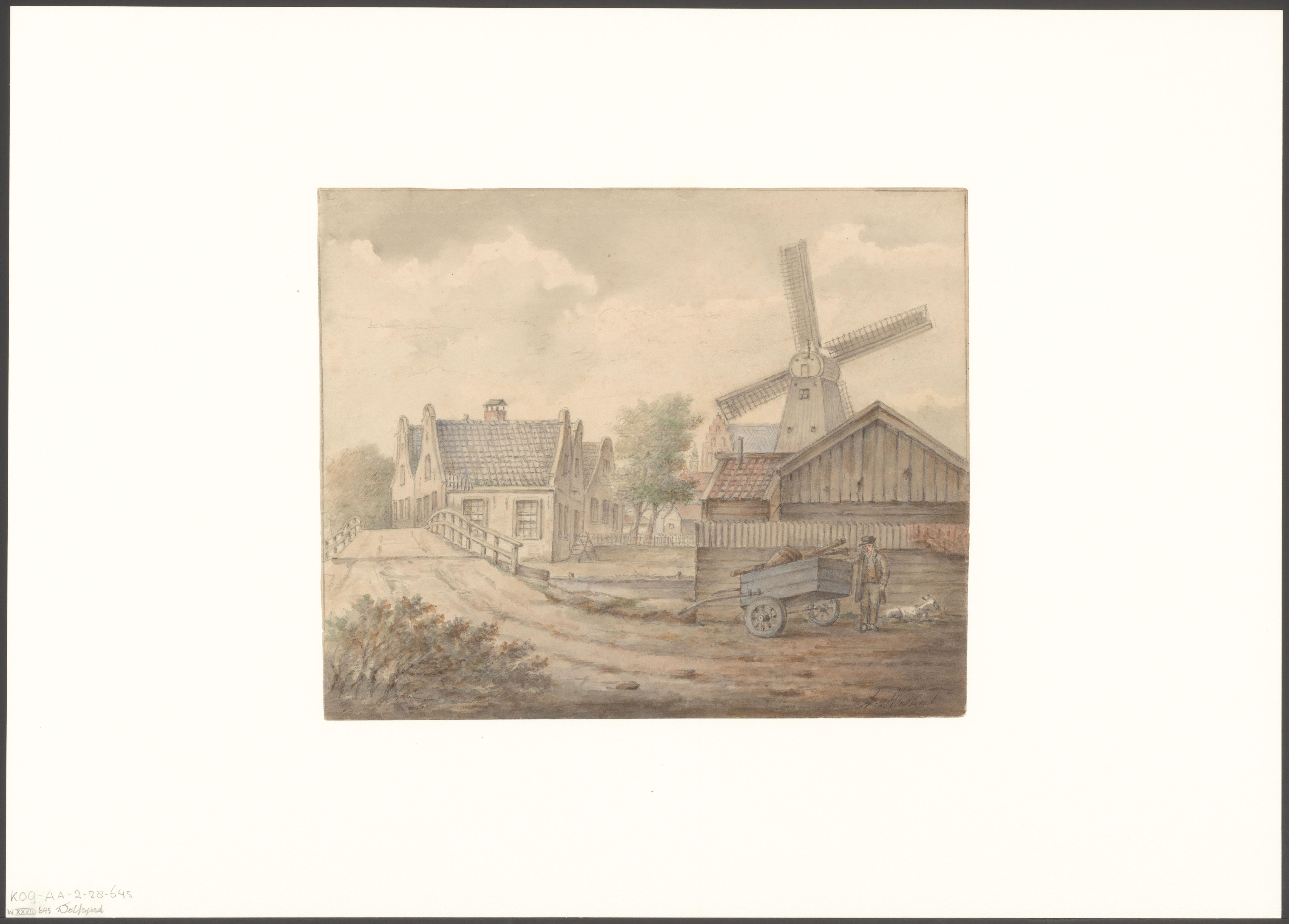 Gezicht op de Diamantslijperij De Palmboom aan de Middenweg met molen Het Luipaard