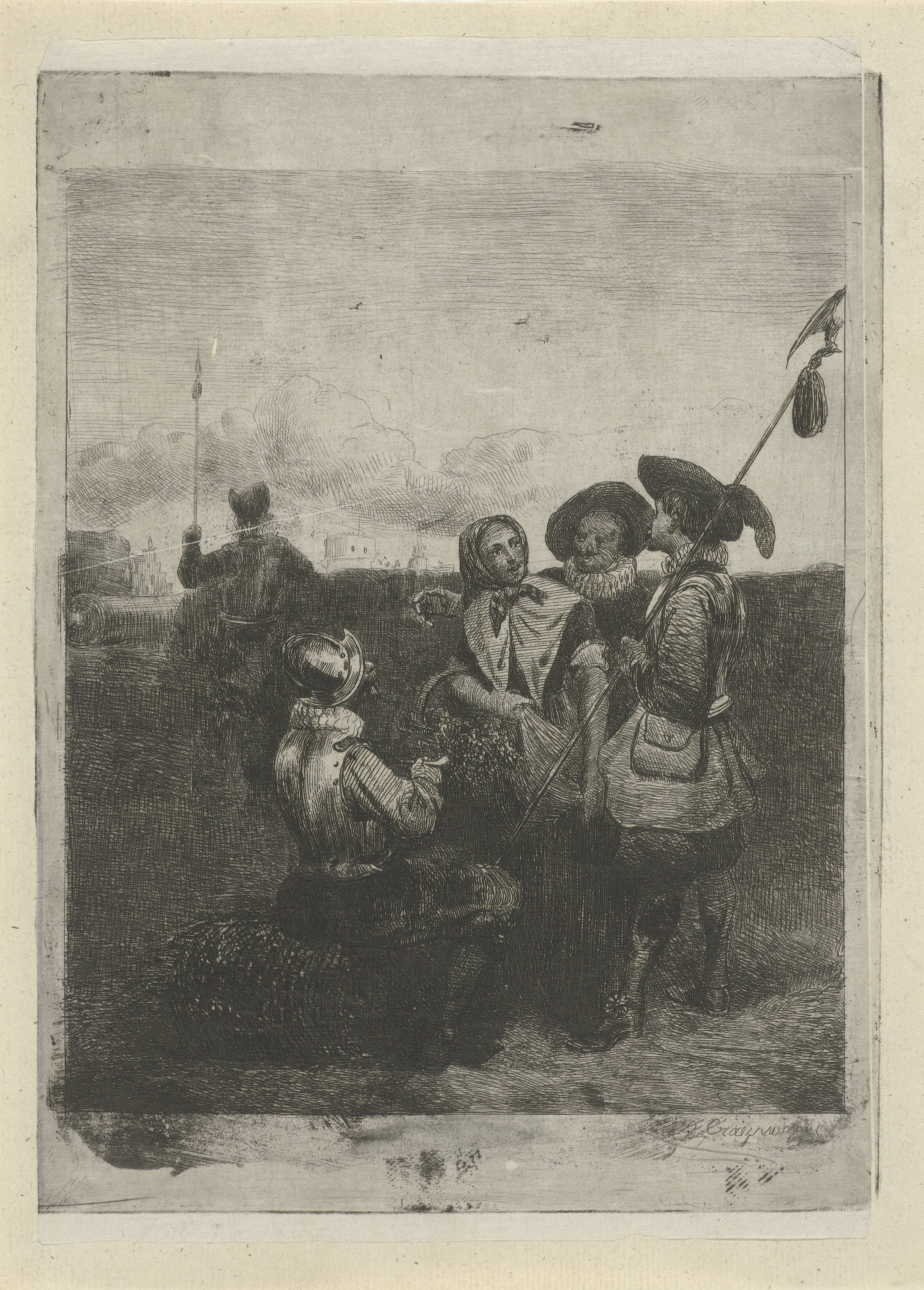 Soldaten met een jong meisje