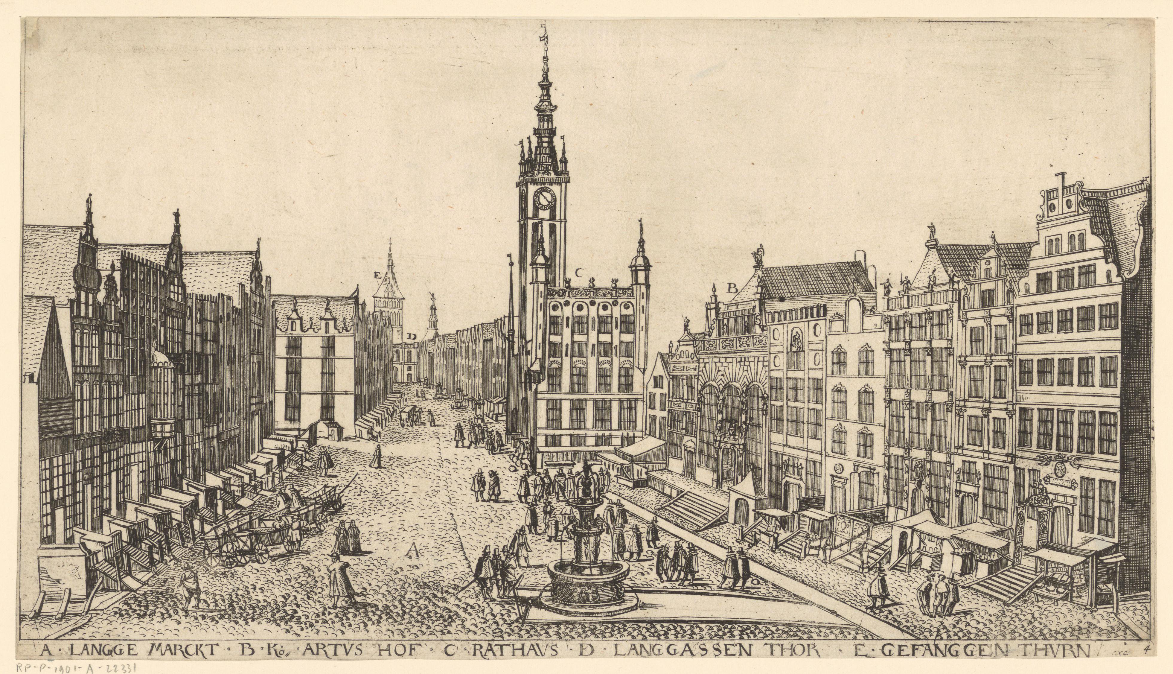 Gezicht op het marktplein, met aangrenzend het stadhuis