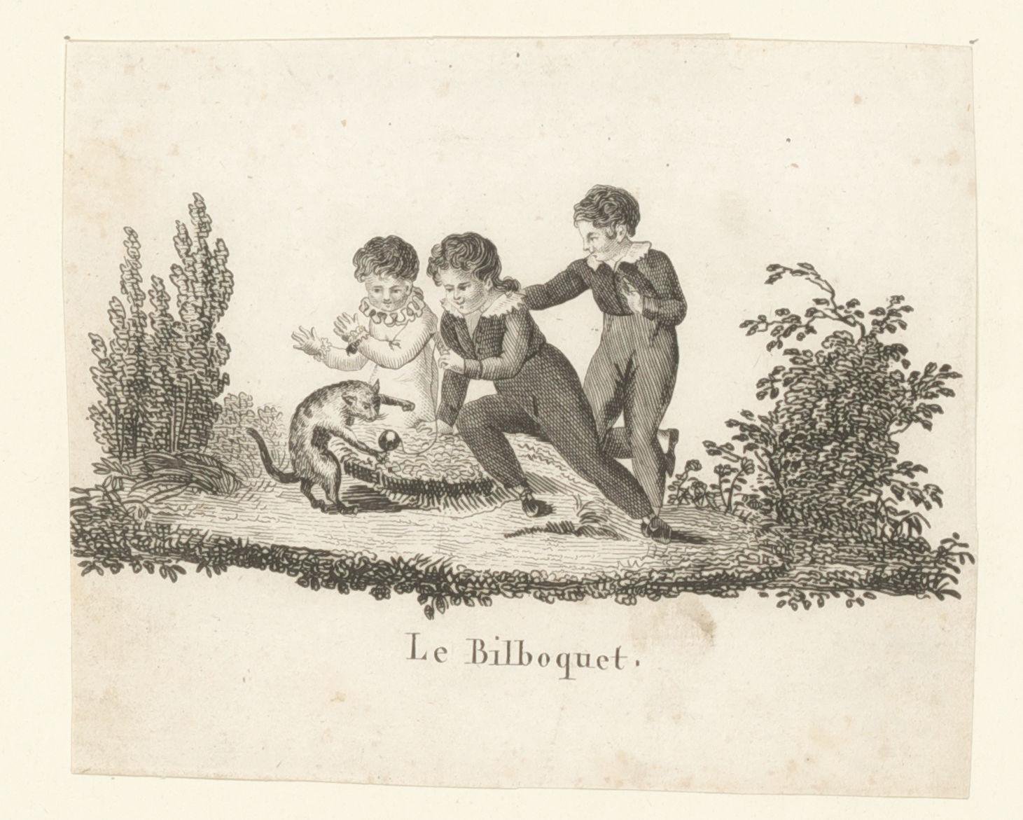 Drie kinderen spelen met een kat