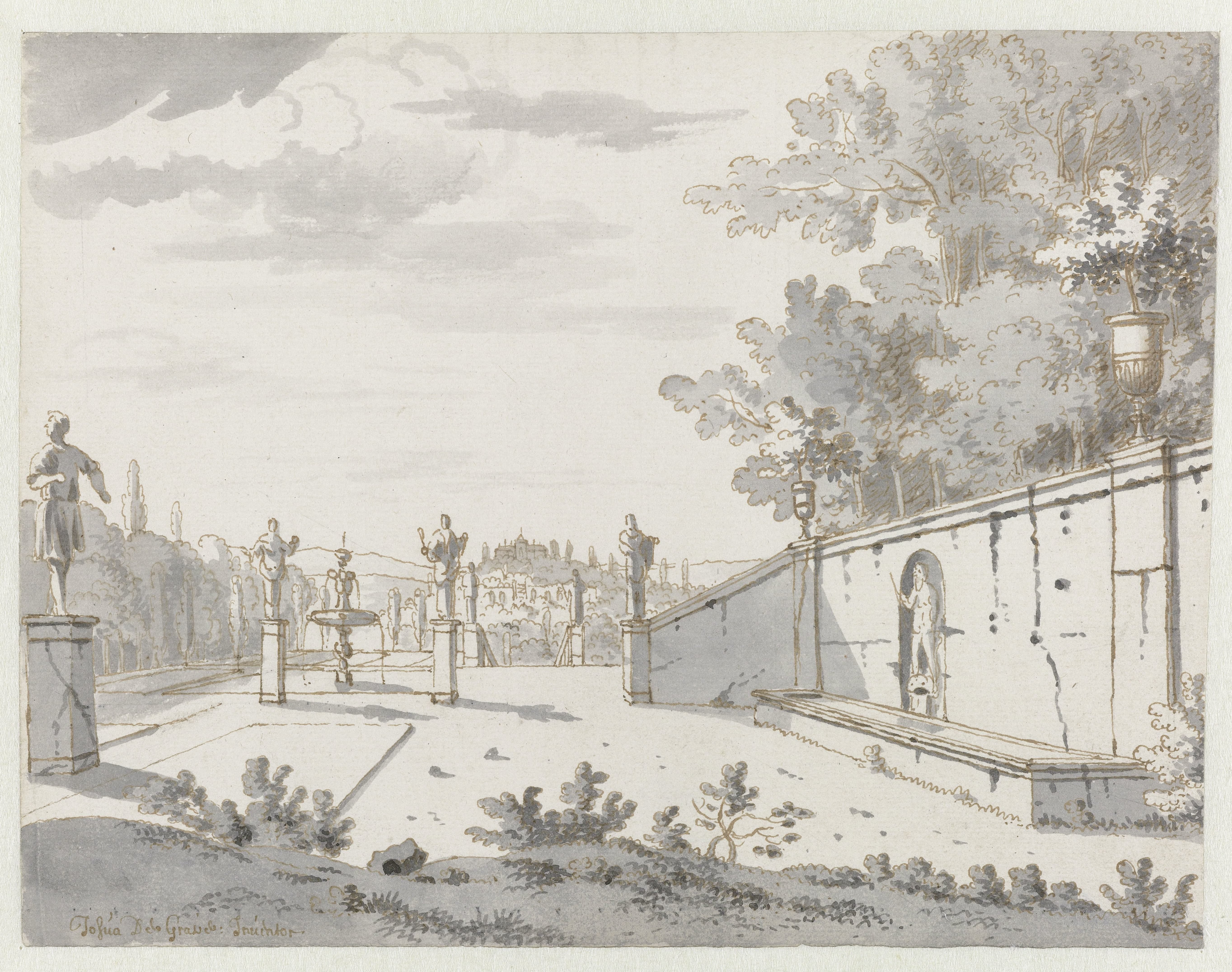 View of an Italianate Sculpture Garden