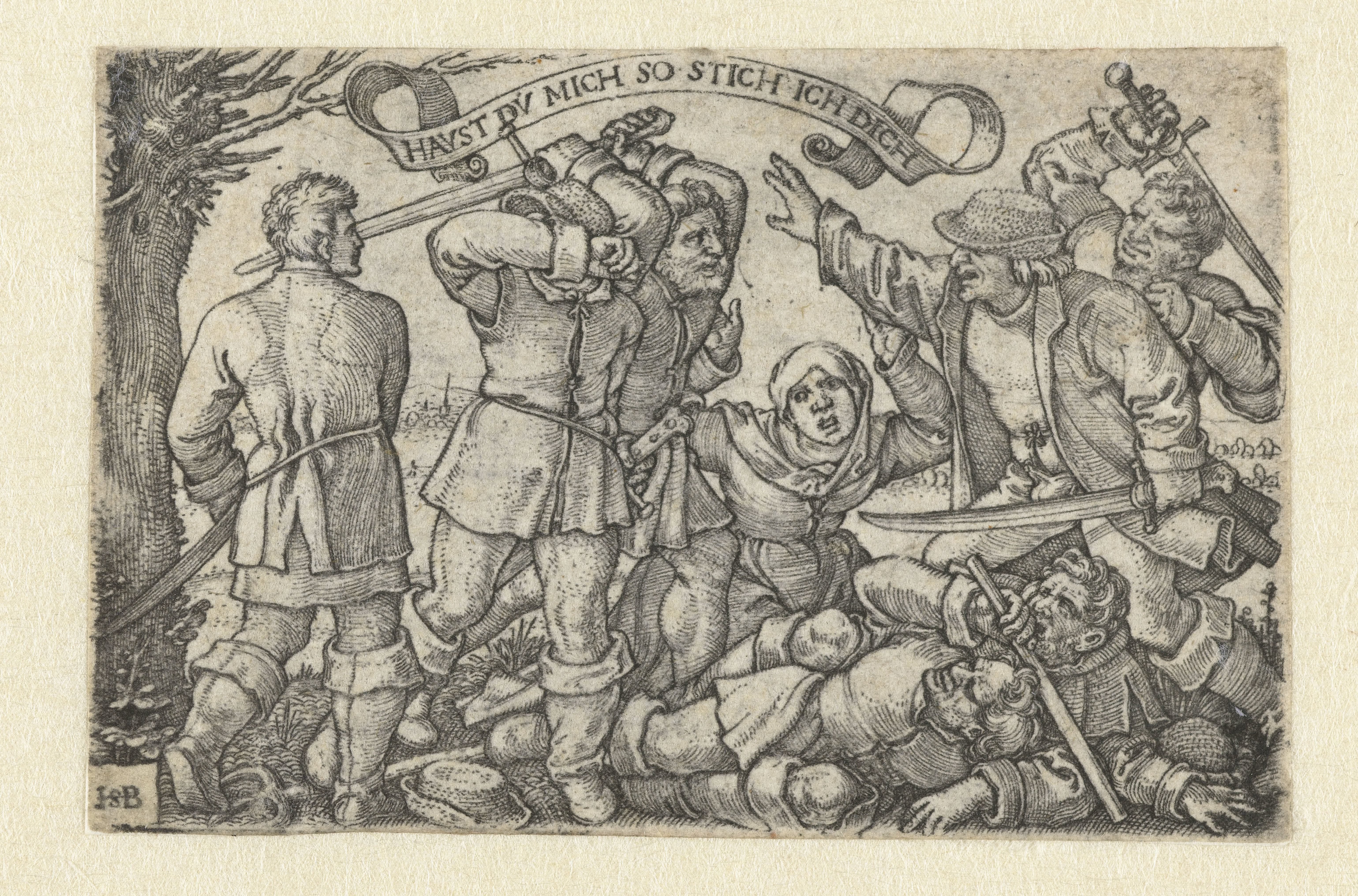 Vechtende boeren met zwaarden