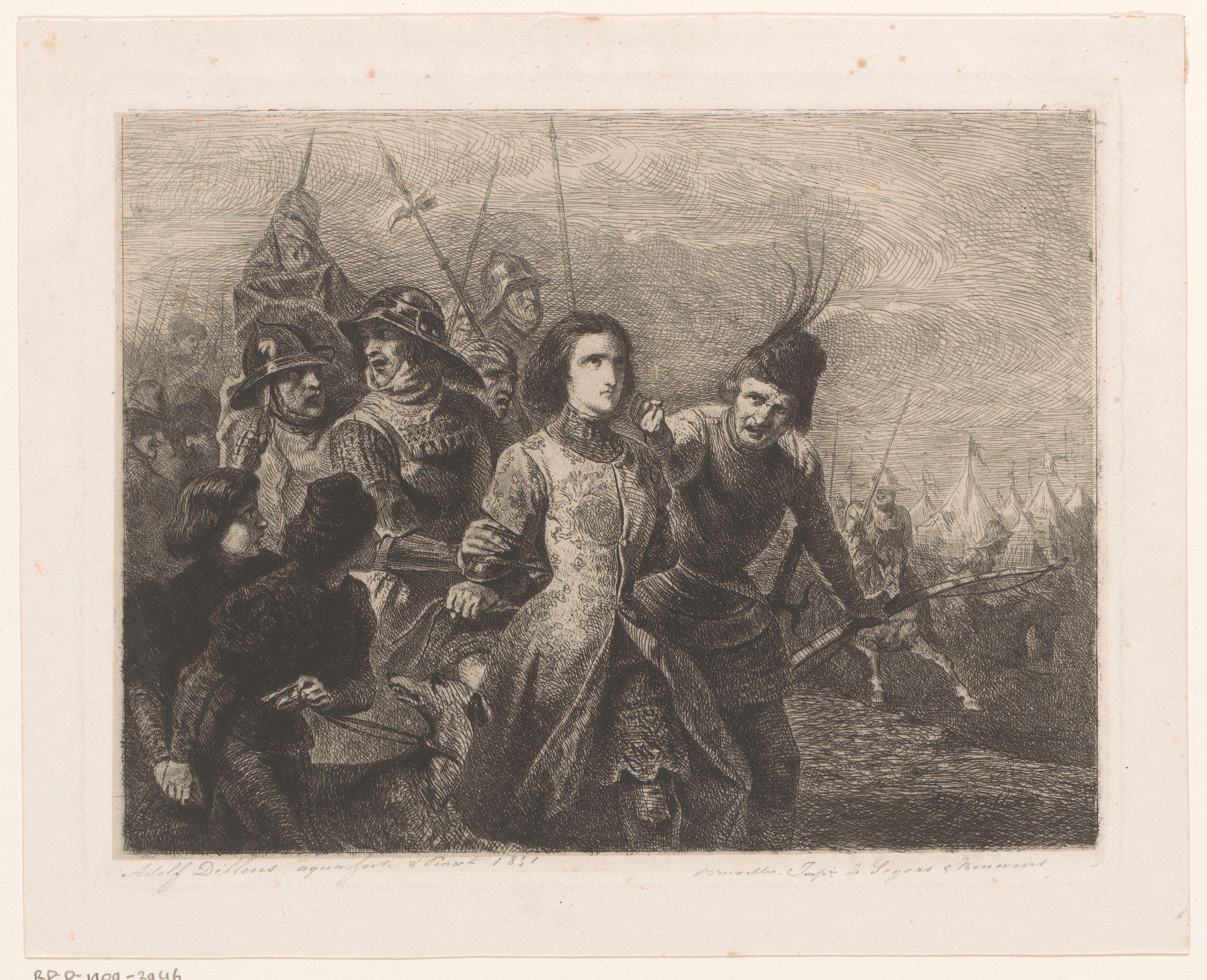 Jeanne d'Arc wordt door soldaten gevangen en meegevoerd