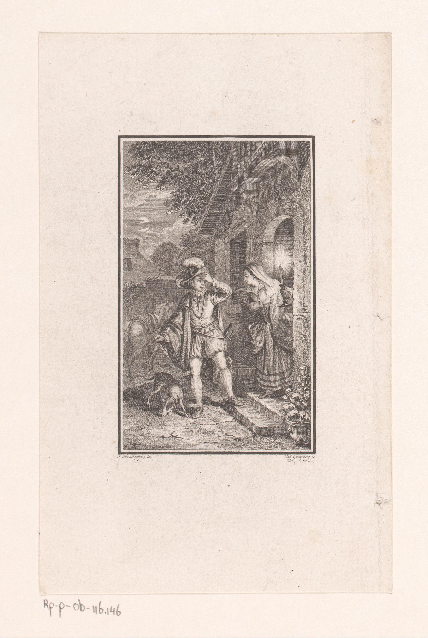 Man en vrouw met kaars in de deuropening