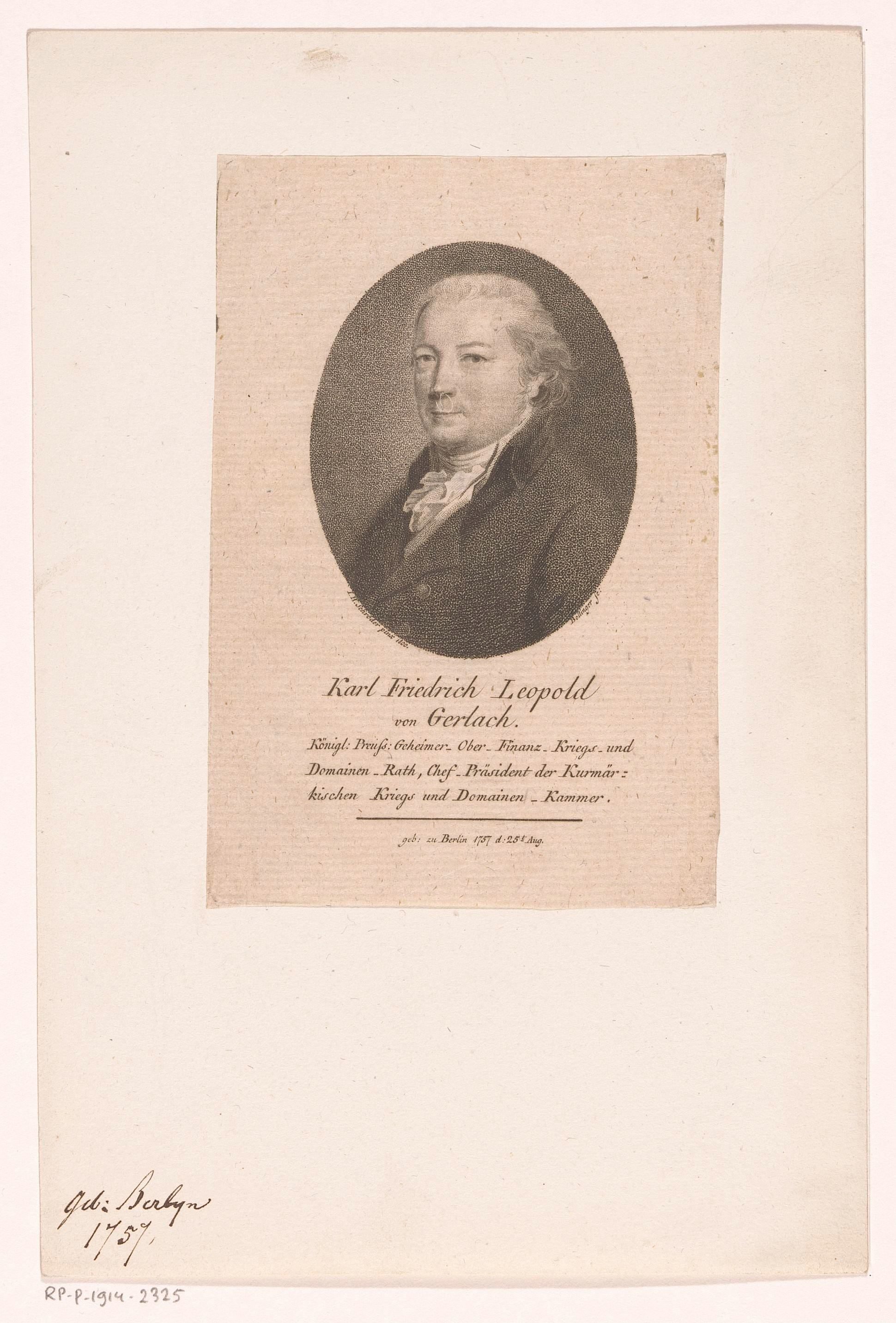 Portret van Carl Friedrich Leopold von Gerlach