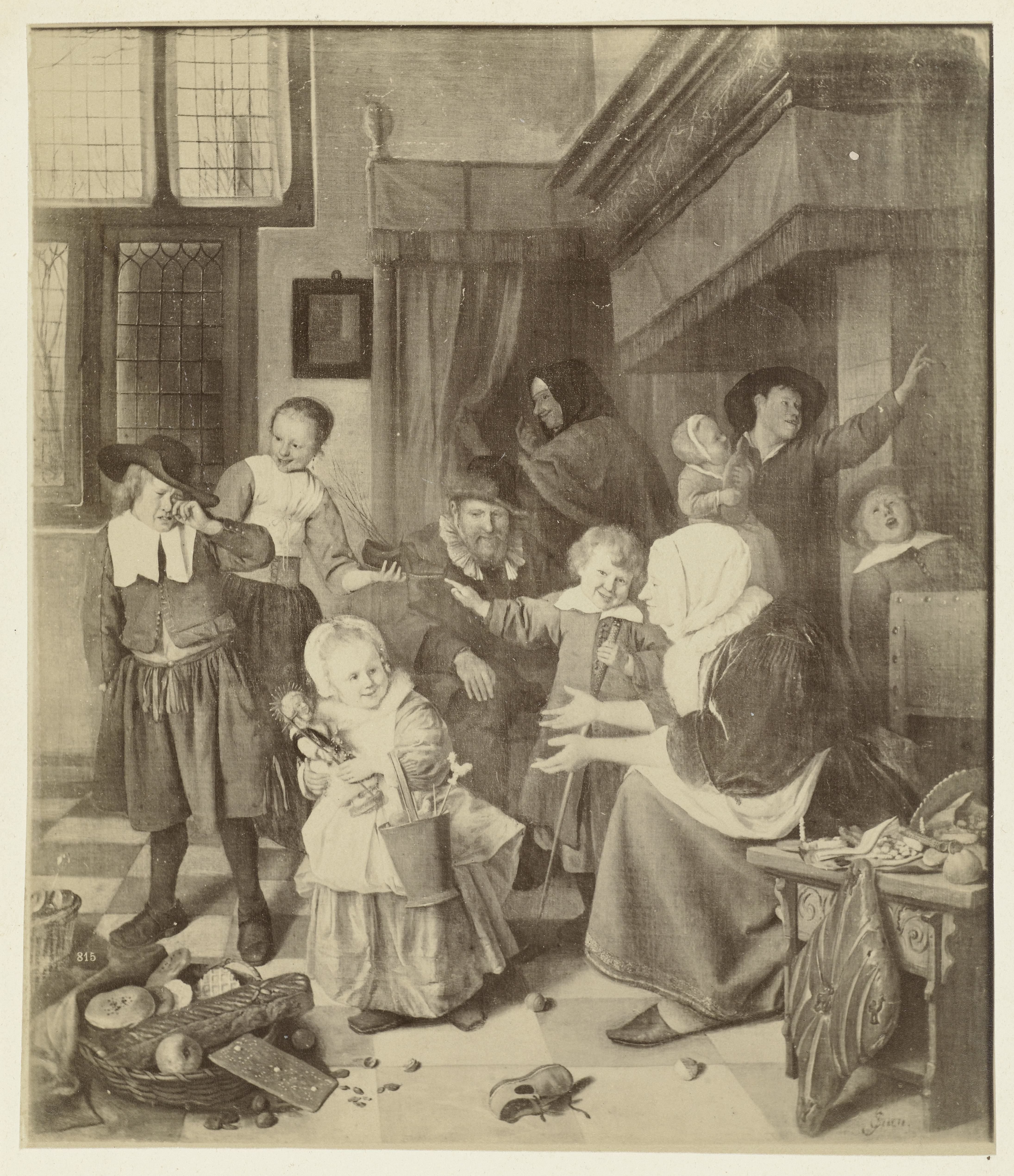 Fotoreproductie van het schilderij Het Sint-Nicolaasfeest door Jan Steen