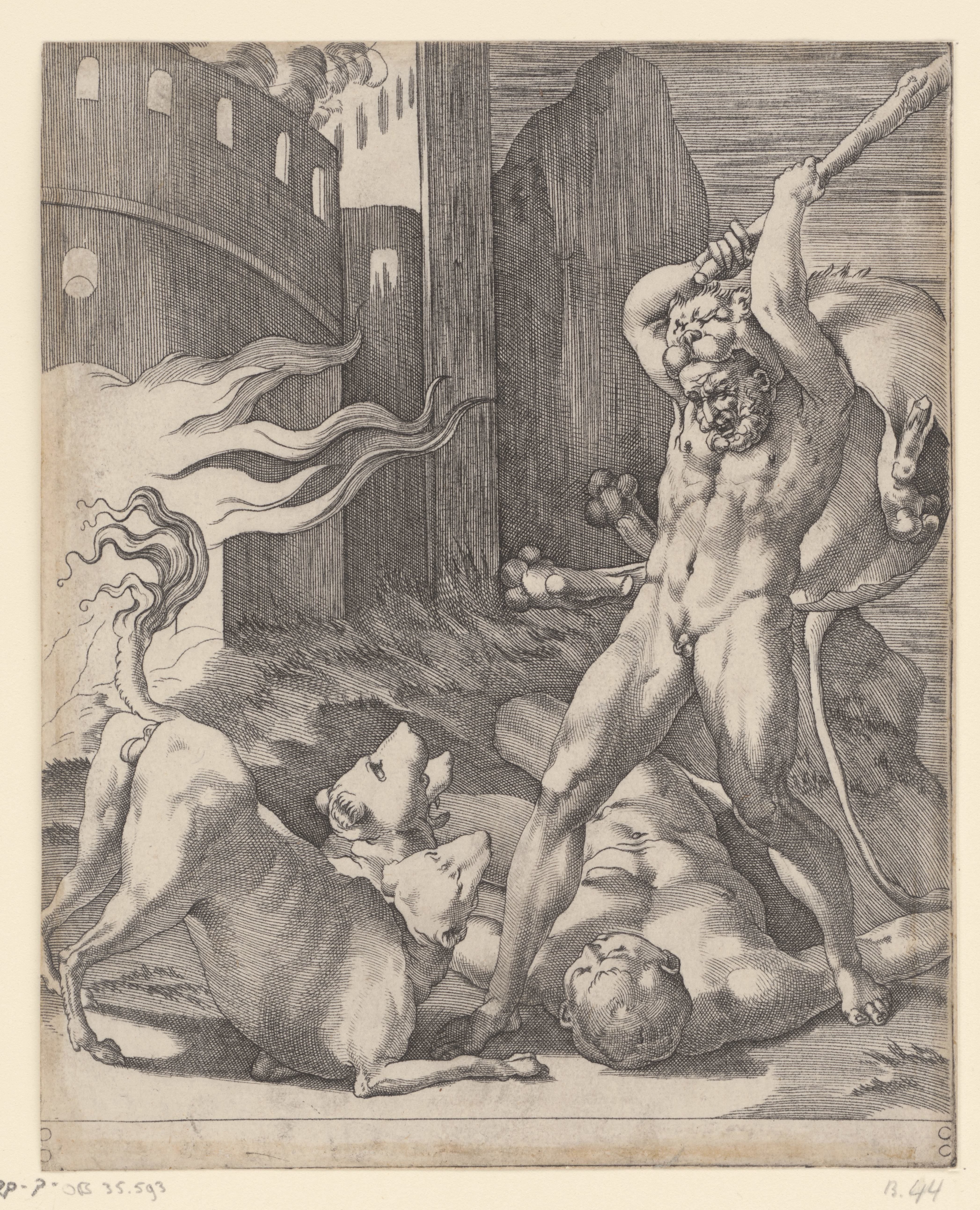 Hercules vecht met de Cerberus