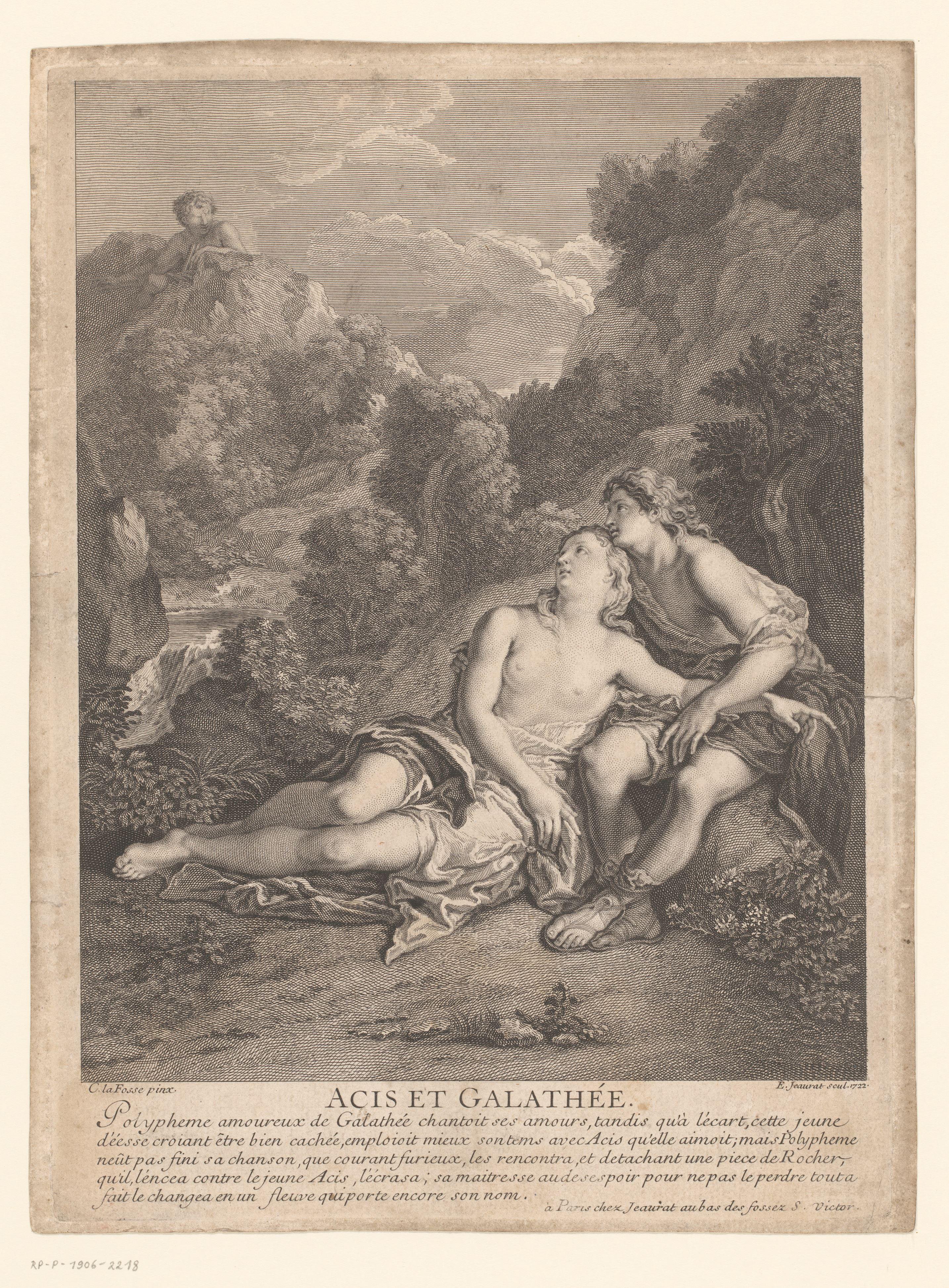 Acis en Galatea begluurd door Polyphemus