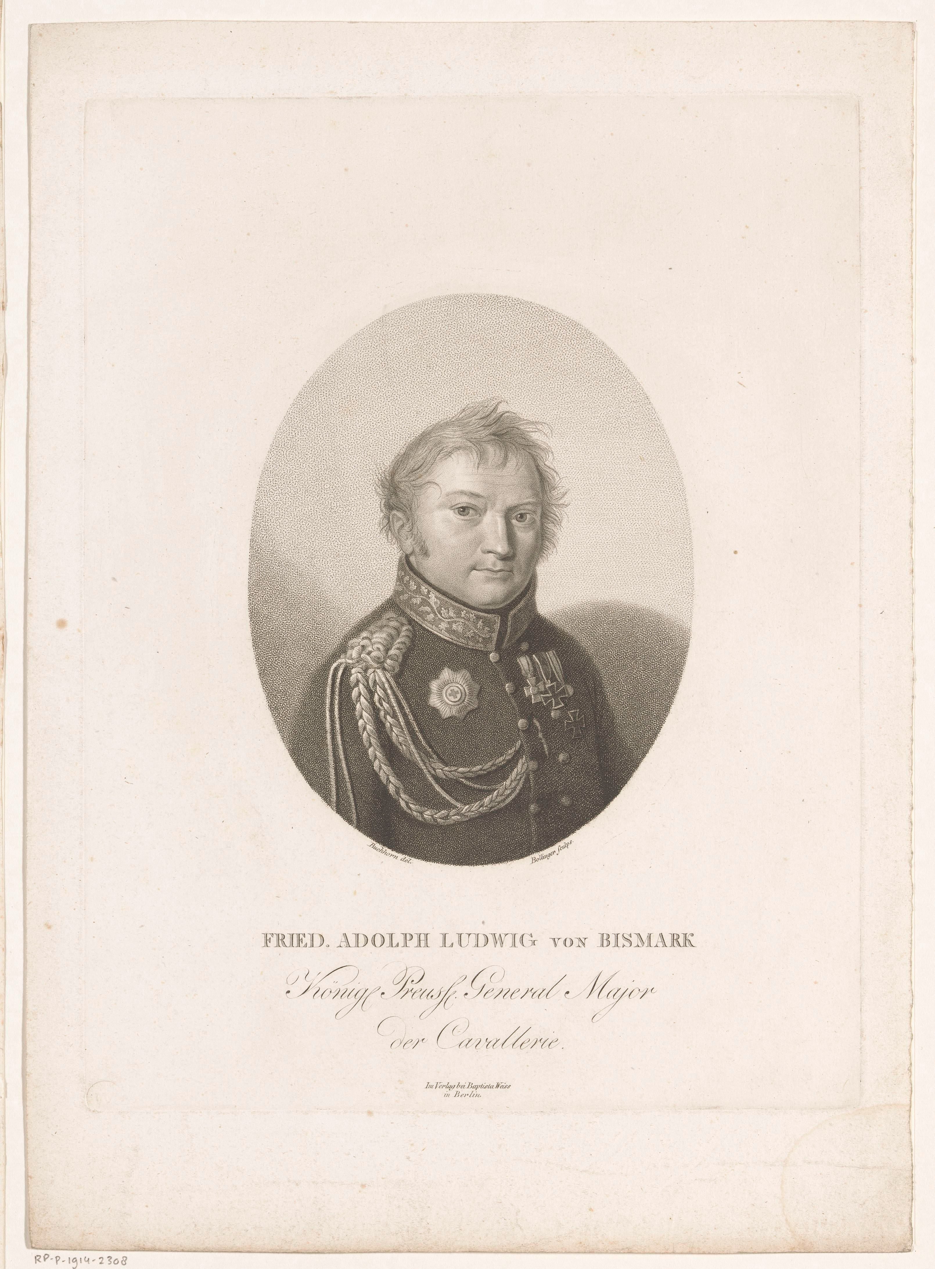 Portret van Friedrich Adolf Ludwig von Bismarck