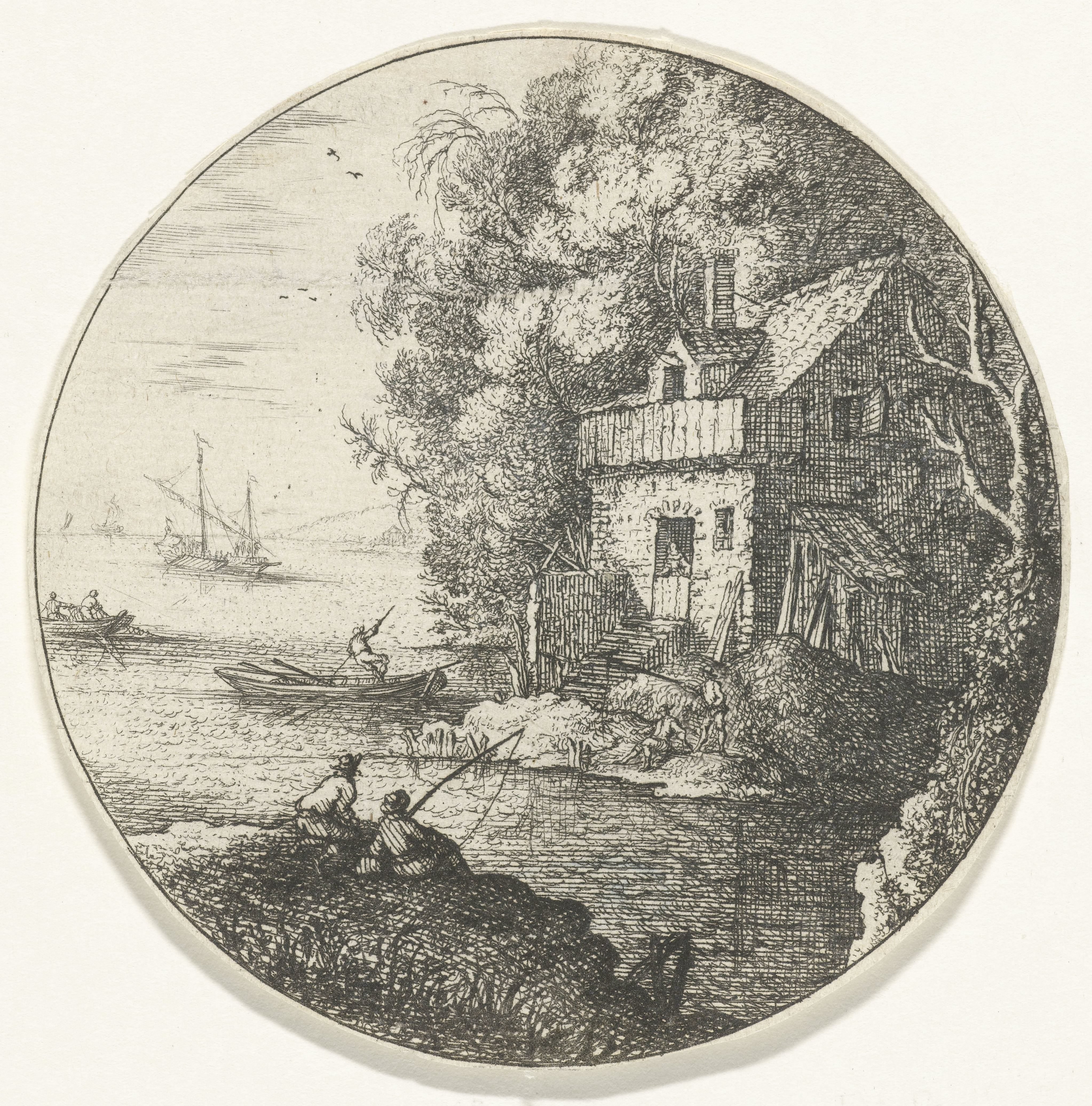 Landschap met twee vissers