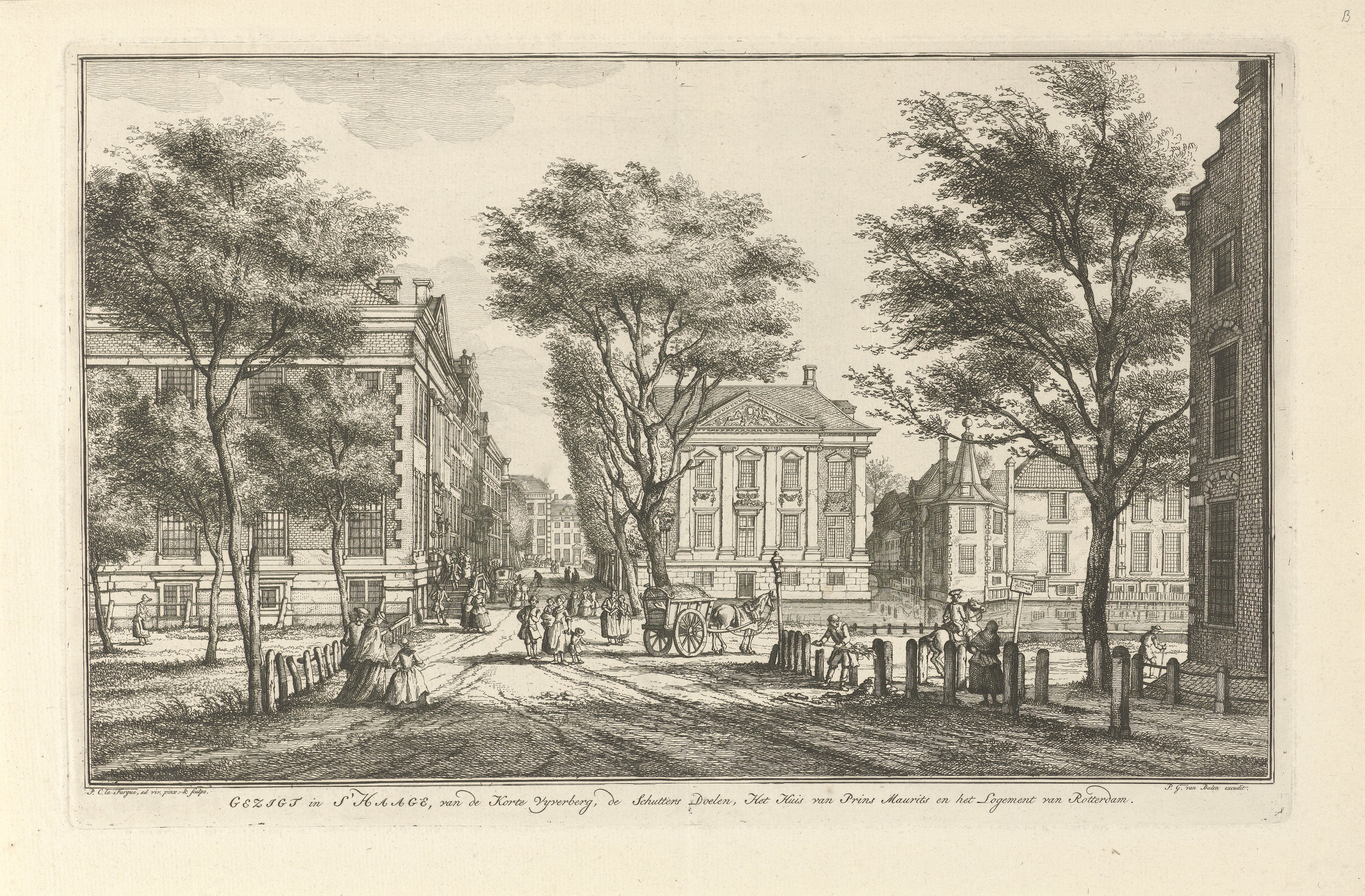 Gezicht vanaf de Korte Vijverberg te Den Haag