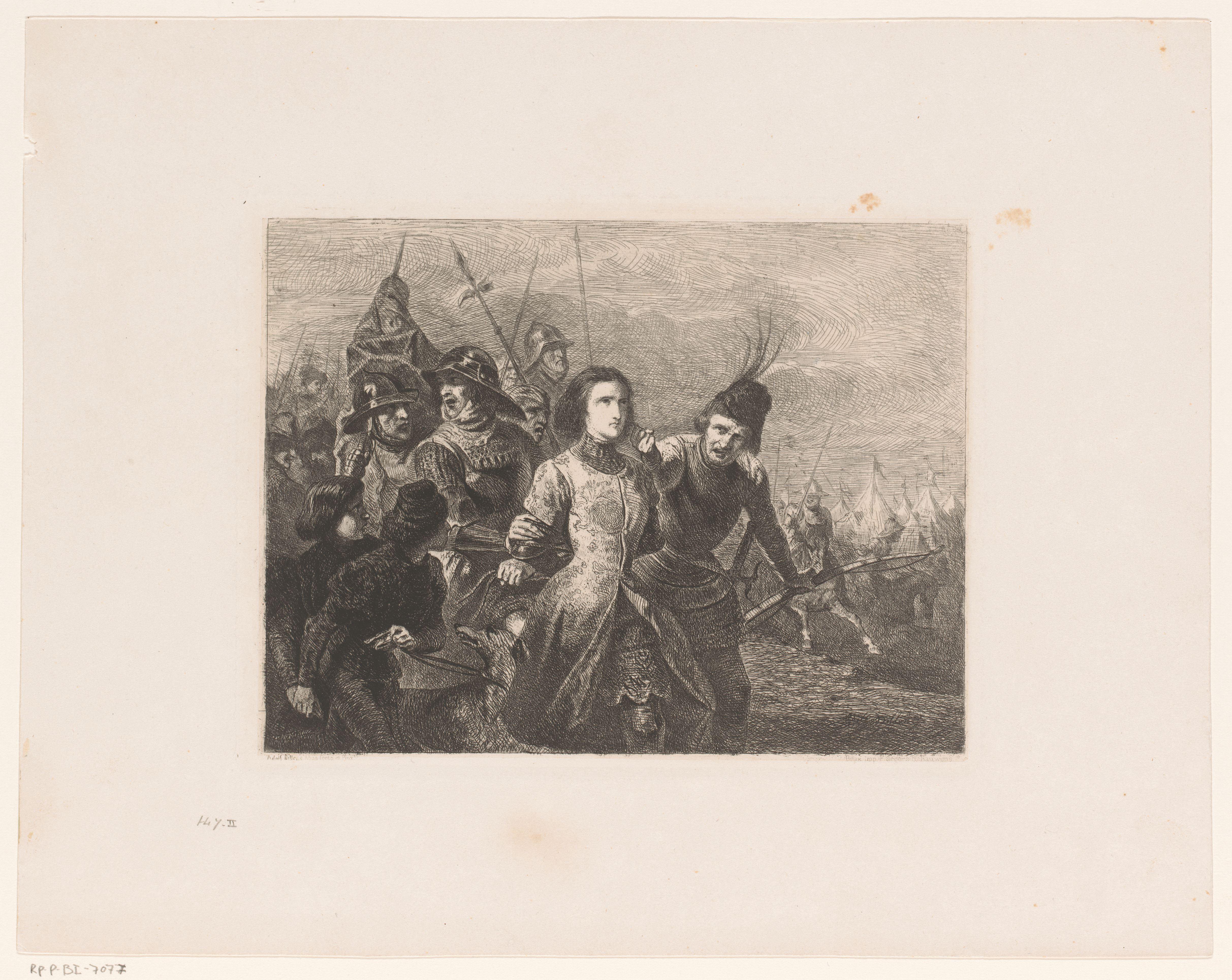 Jeanne d'Arc wordt door soldaten gevangen en meegevoerd