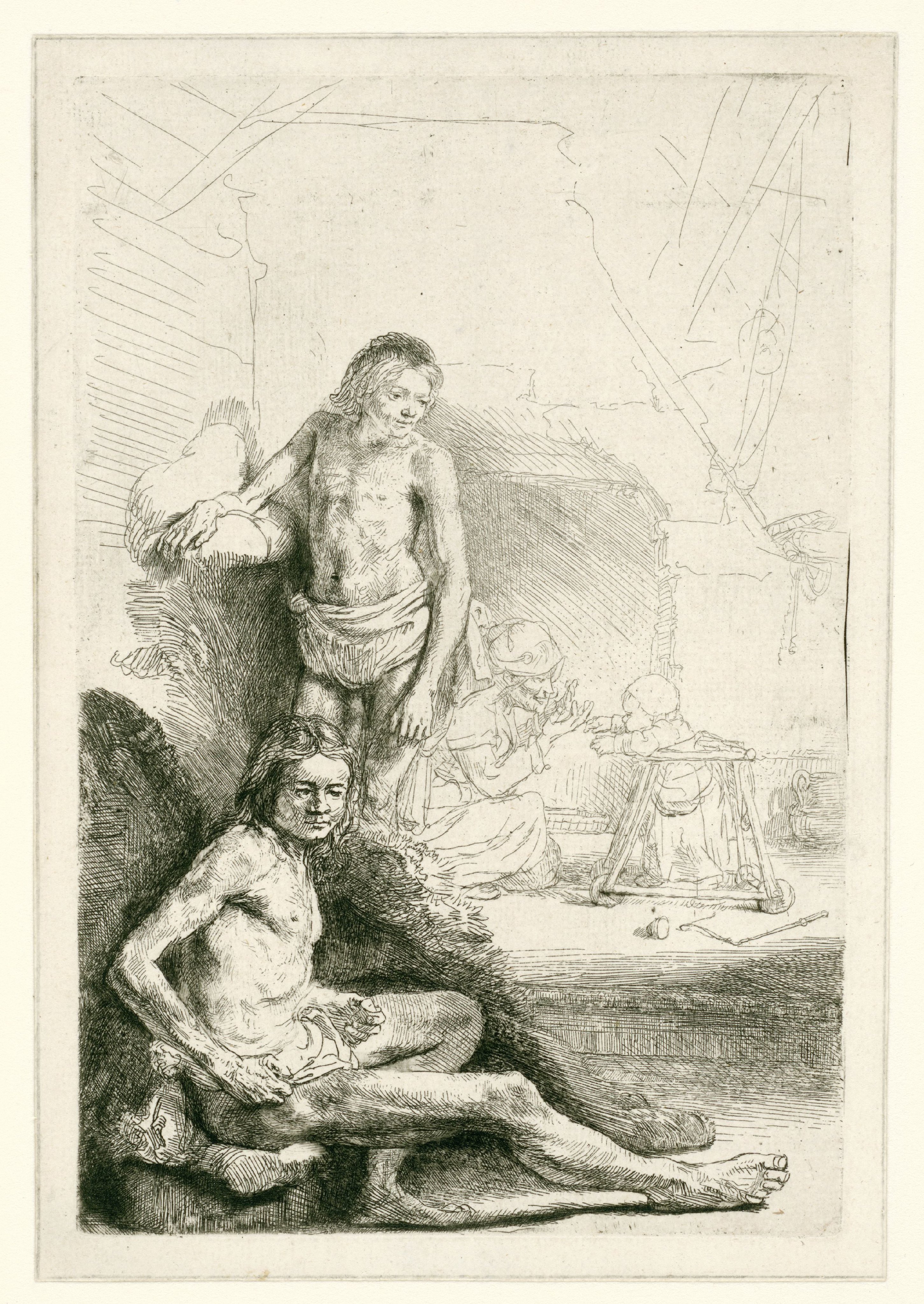 Male nude, seated and standing