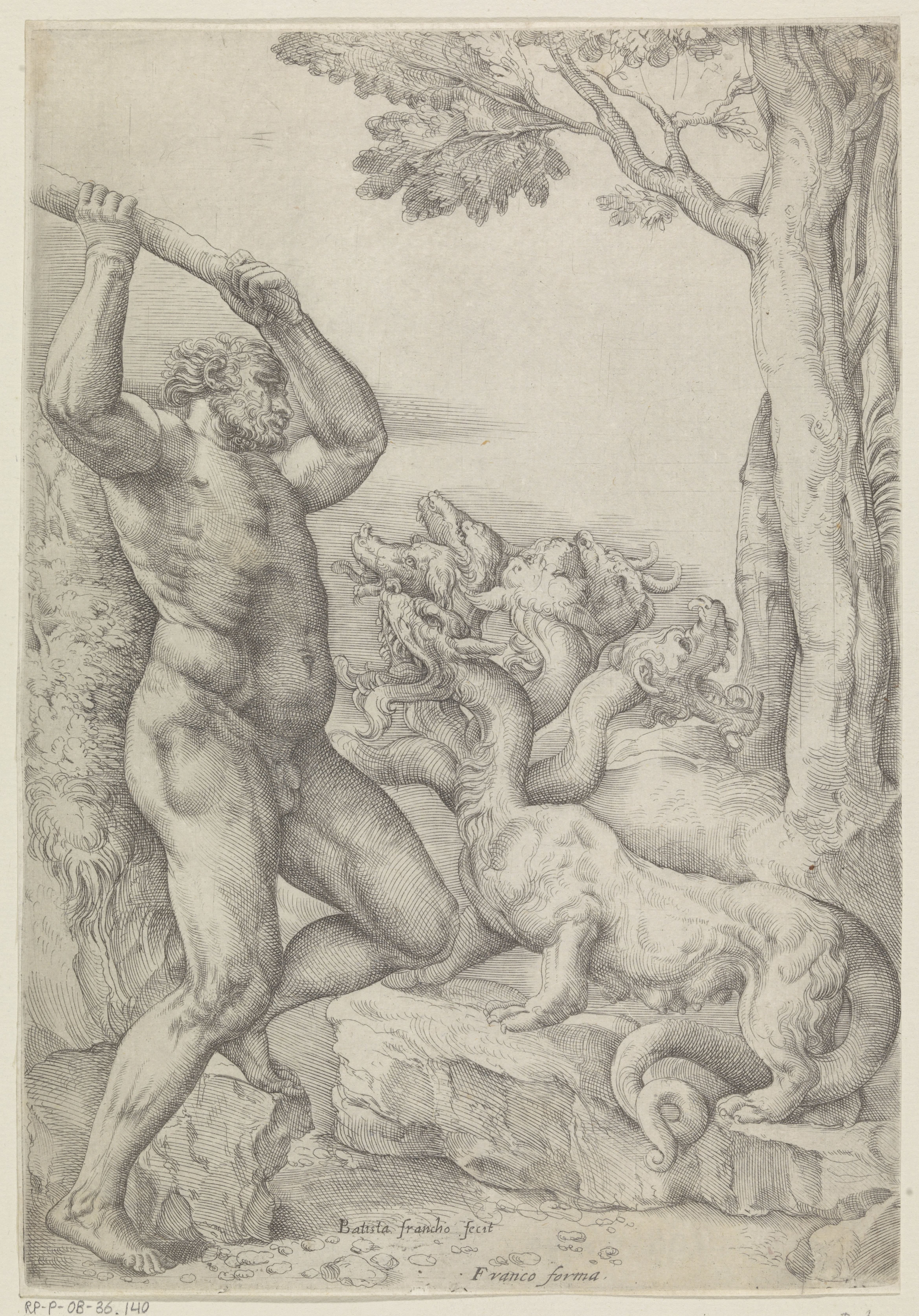 Hercules in gevecht met de Hydra van Lerna