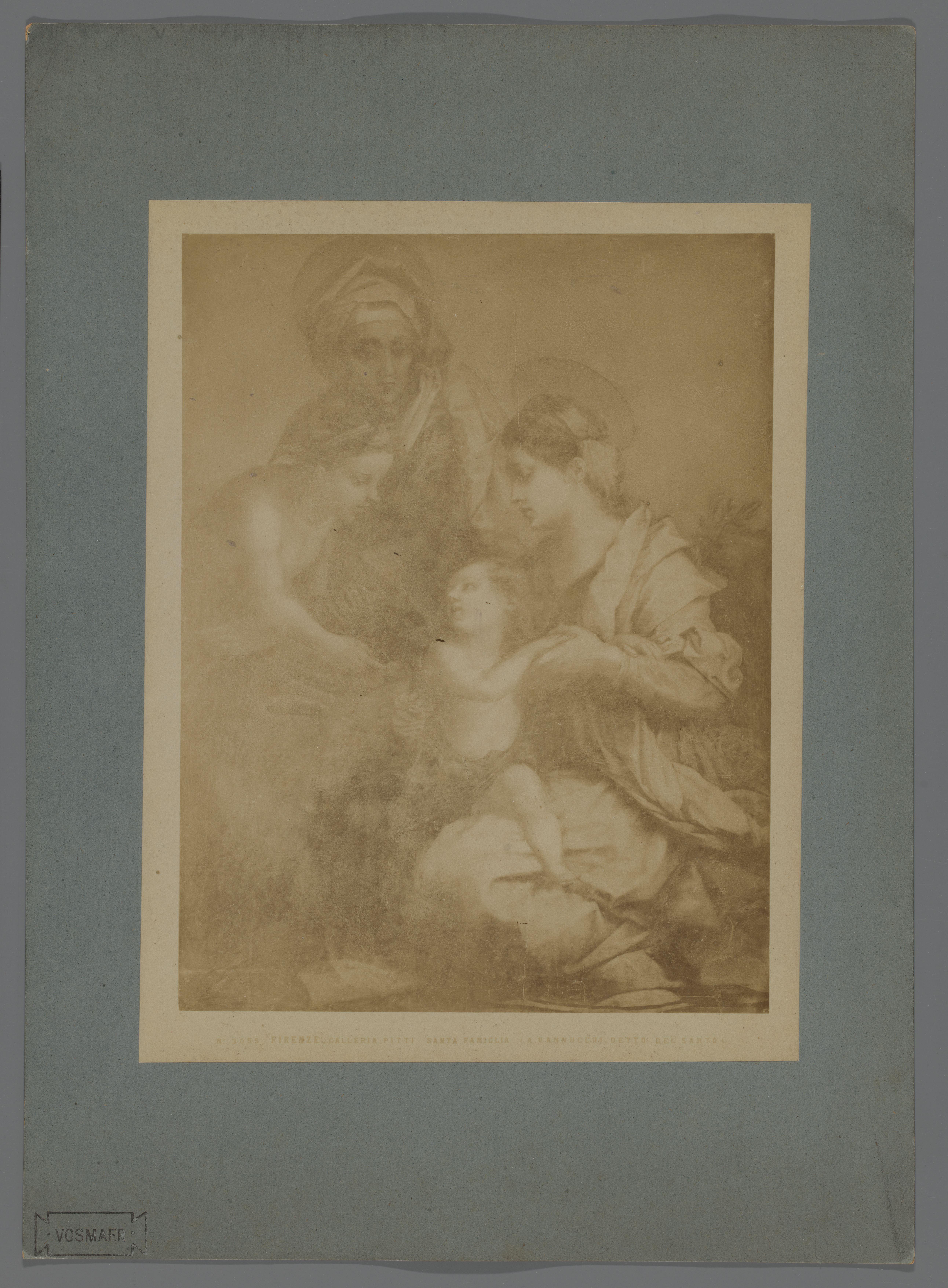 Fotoreproductie van het schilderij Santa Famiglia naar Andrea del Sarto in de Galleria Palatina te Florence, Italië