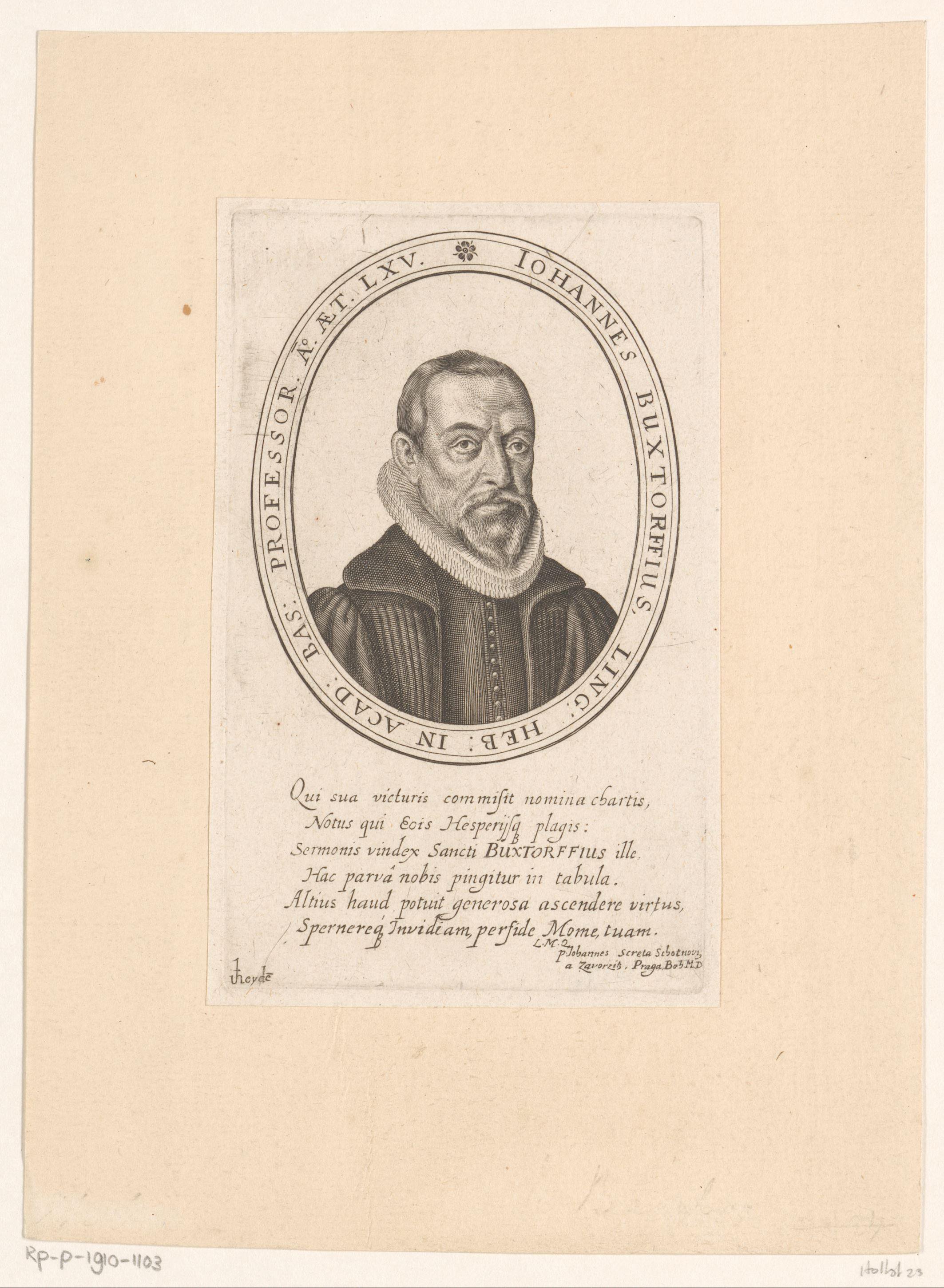 Portret van Johann Buxtorf op 65-jarige leeftijd