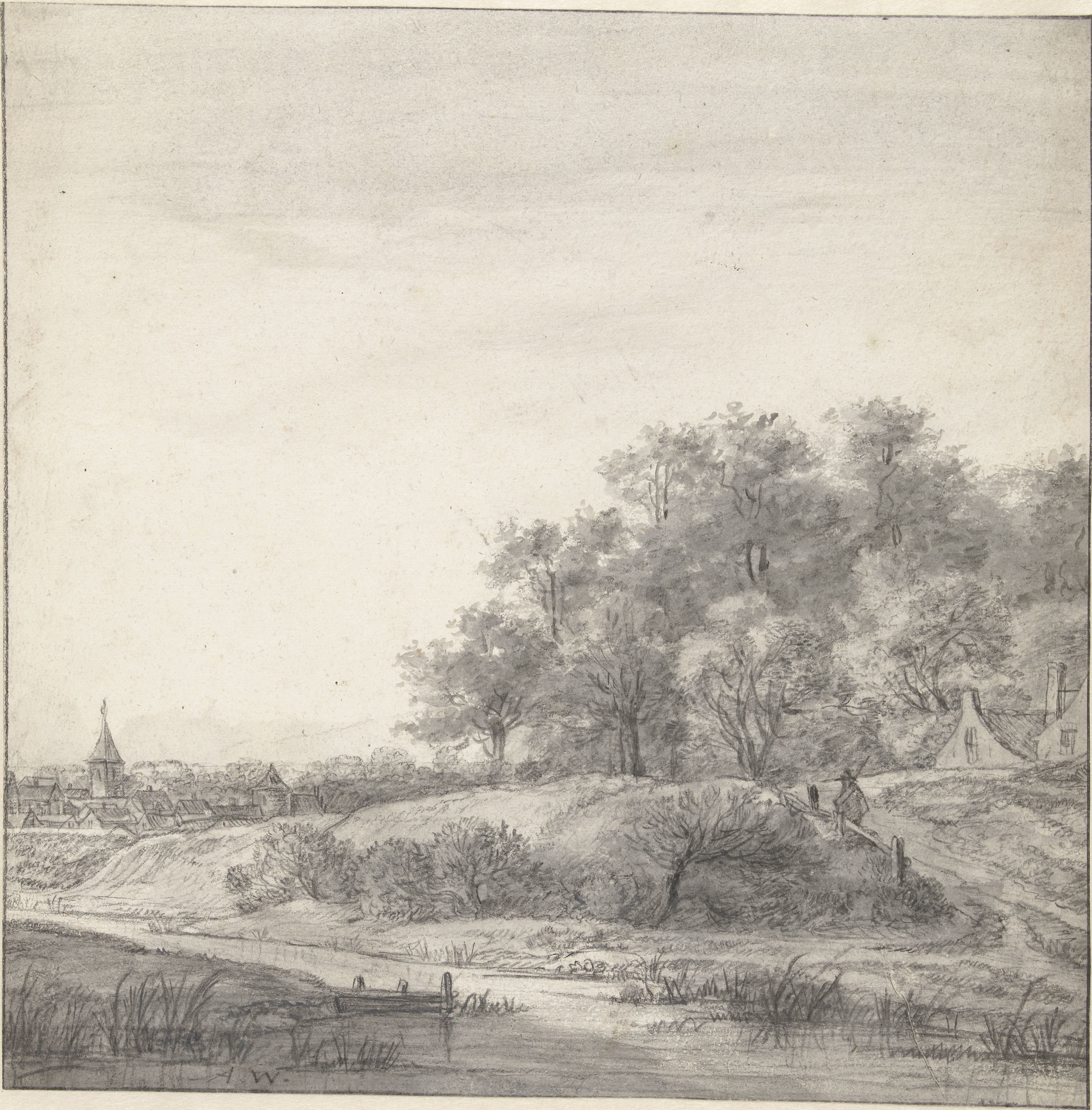 Landschap met op de voorgrond een rivier