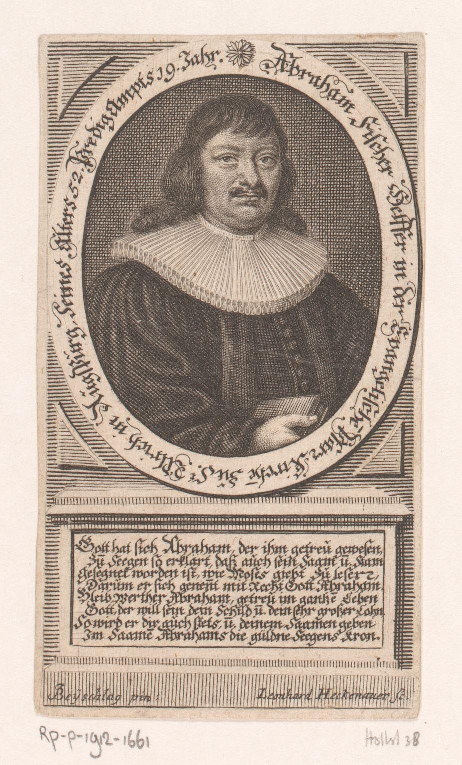 Portret van Abraham Fischer op 52-jarige leeftijd
