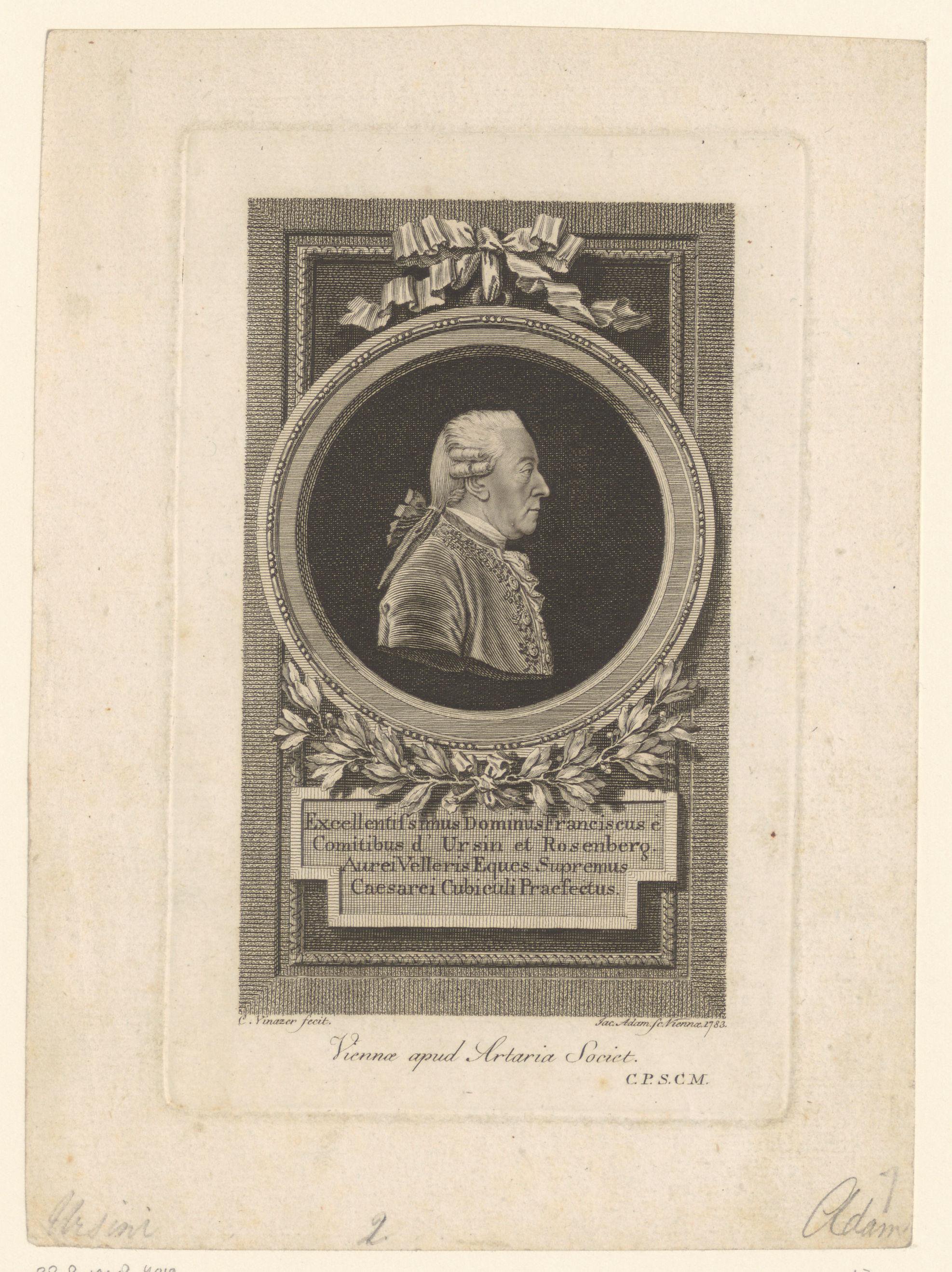 Portret van Franz Xaver Wolf von Orsini-Rosenberg