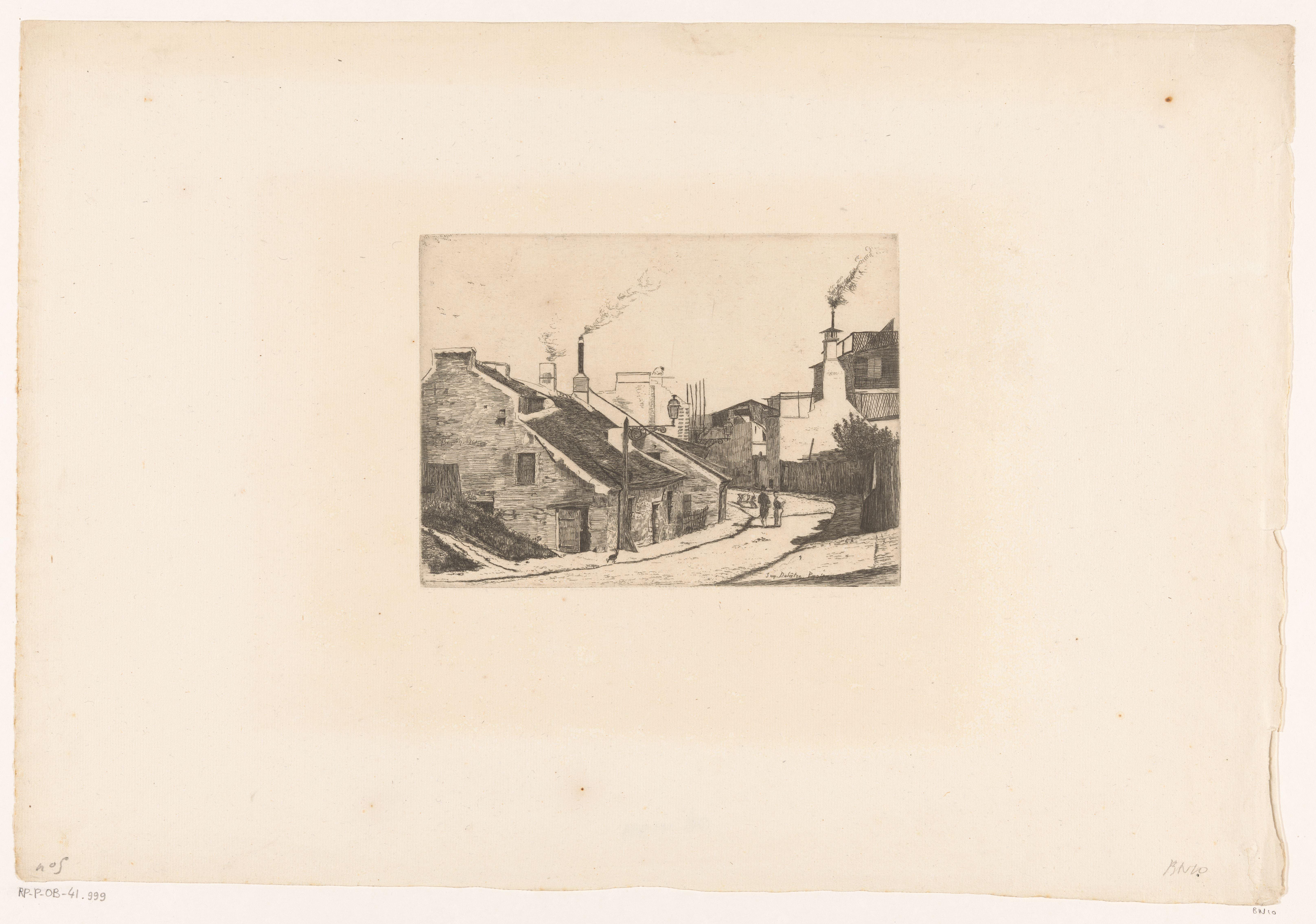 Dorpstraat met drie figuren