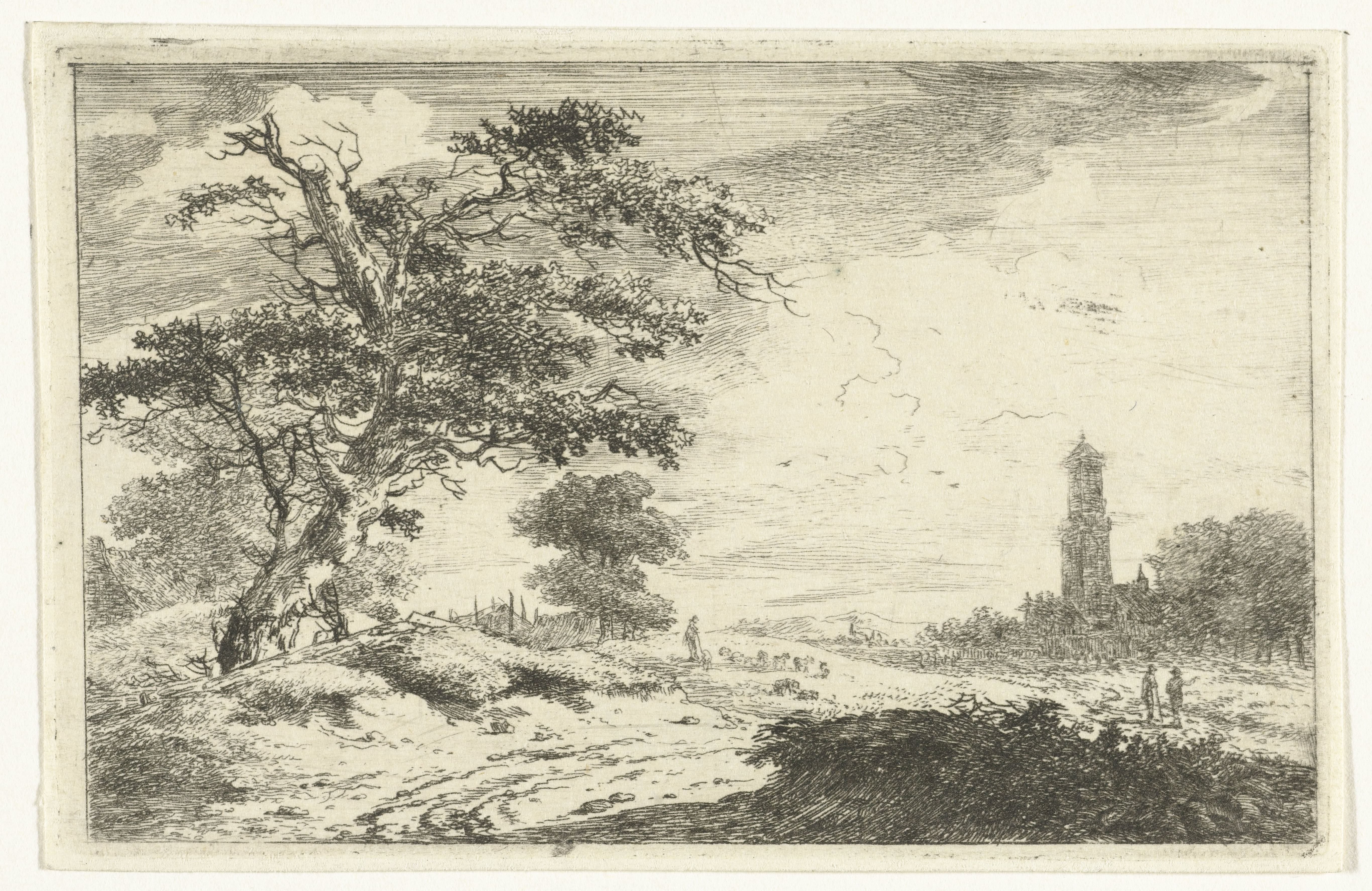 Kerktoren bij zandvlakte