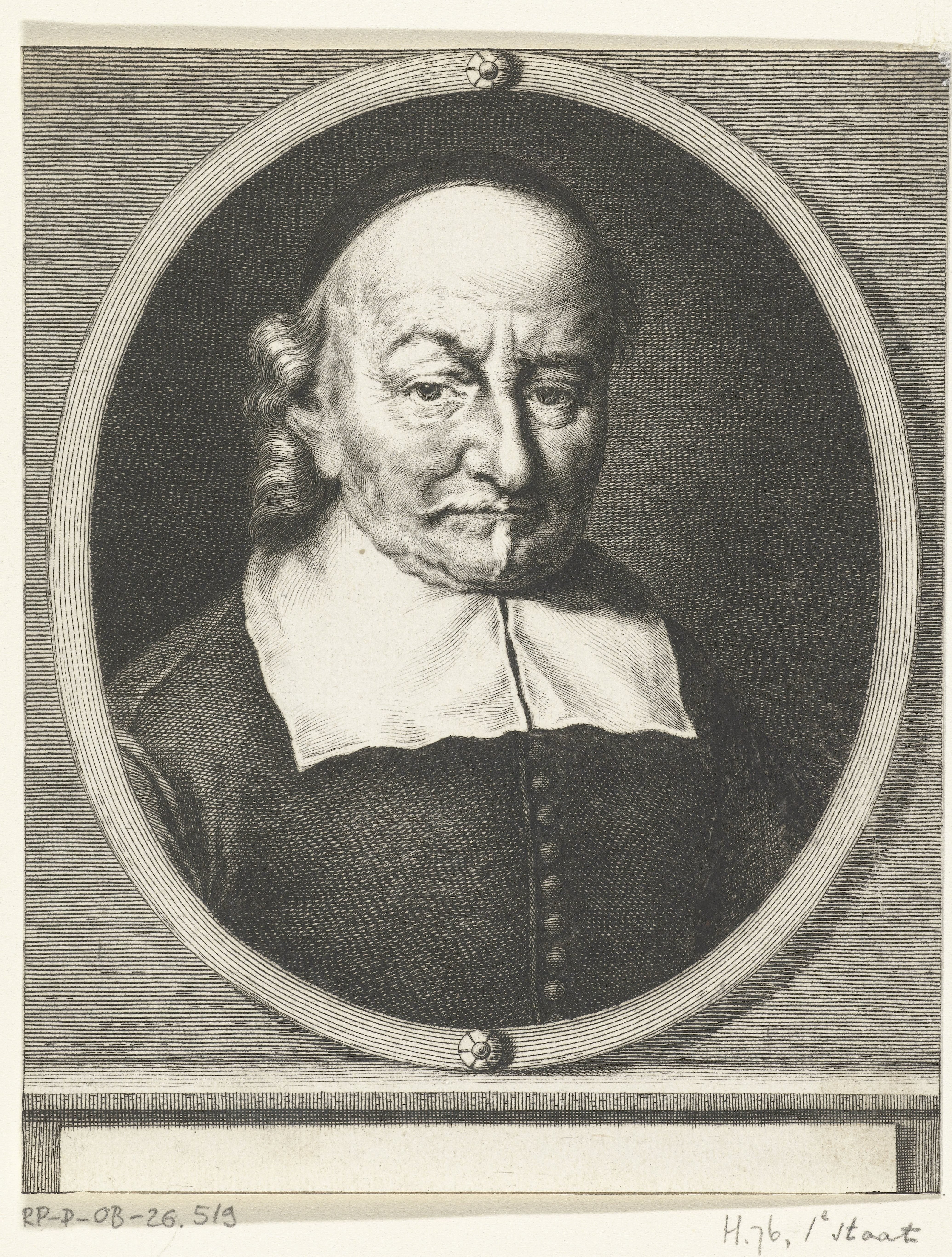 Portret van Joost van den Vondel op 84-jarige leeftijd