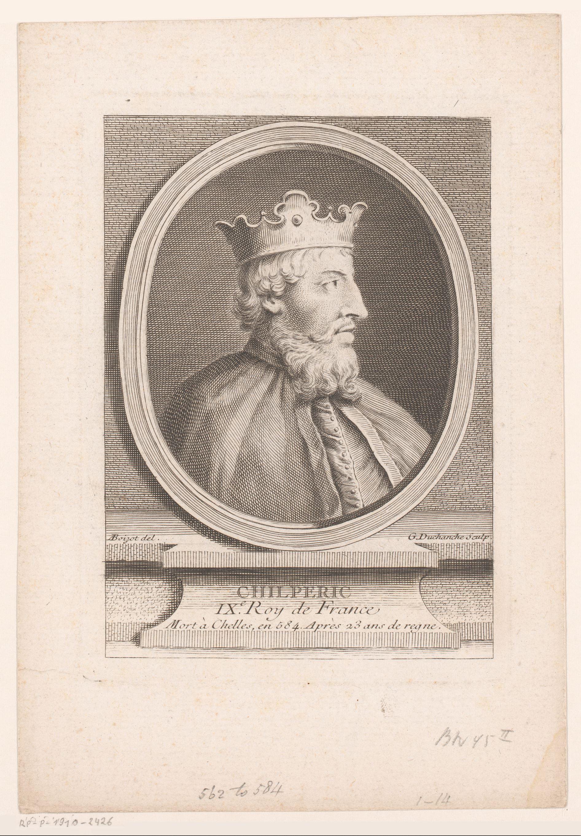 Portret van Chilperik I van Frankrijk