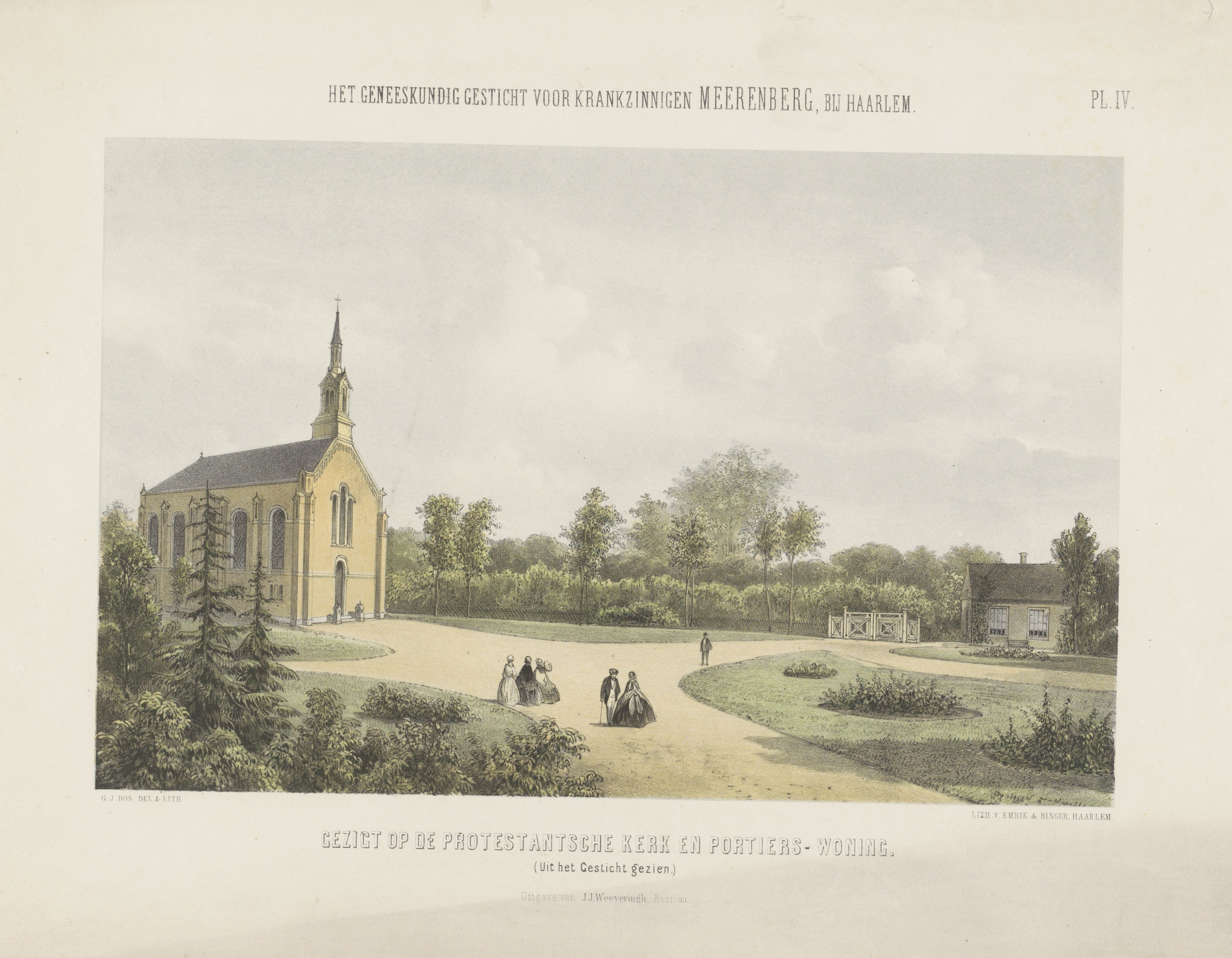 Kerk en portierswoning achter de Meerenberg