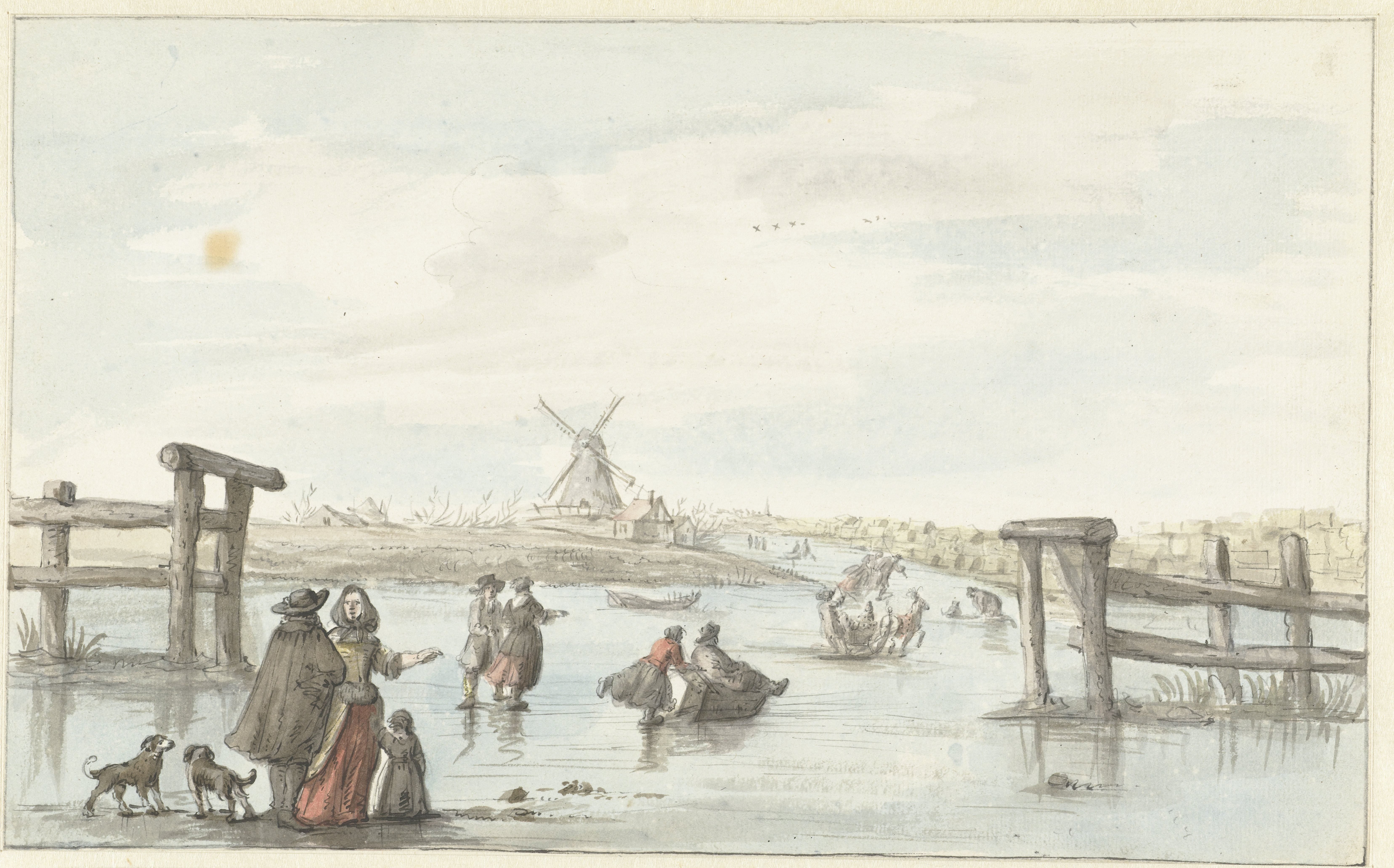 Wintergezicht op het Zwarte Water bij Zwolle (?)