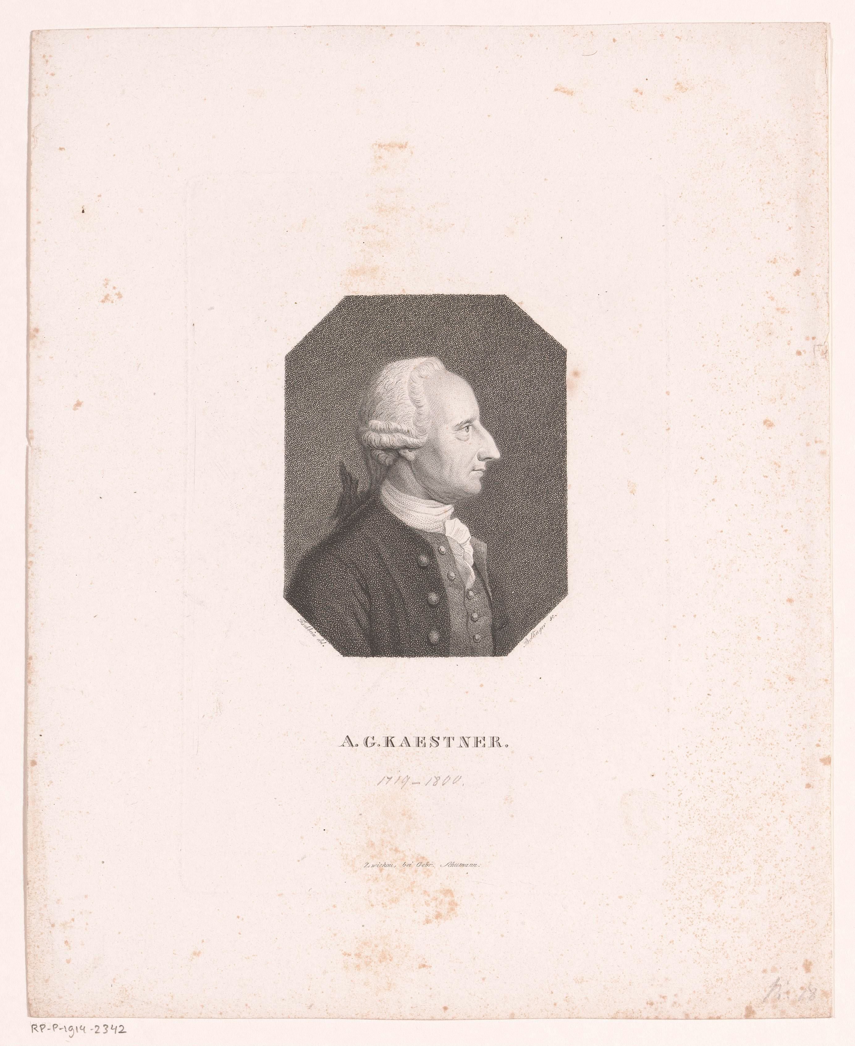 Portret van Abraham Gotthelf Kaestner