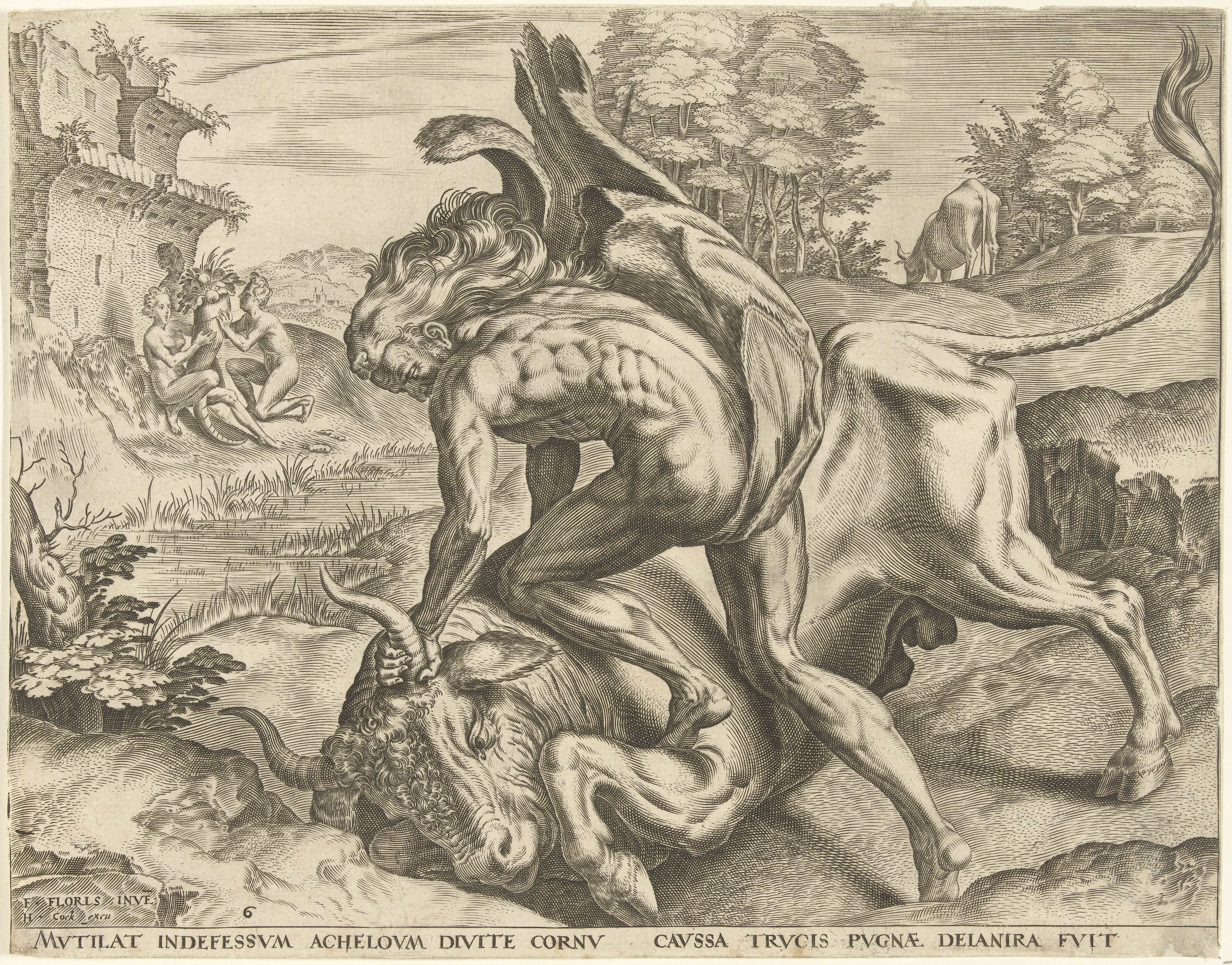 Hercules worstelt met Acheloüs