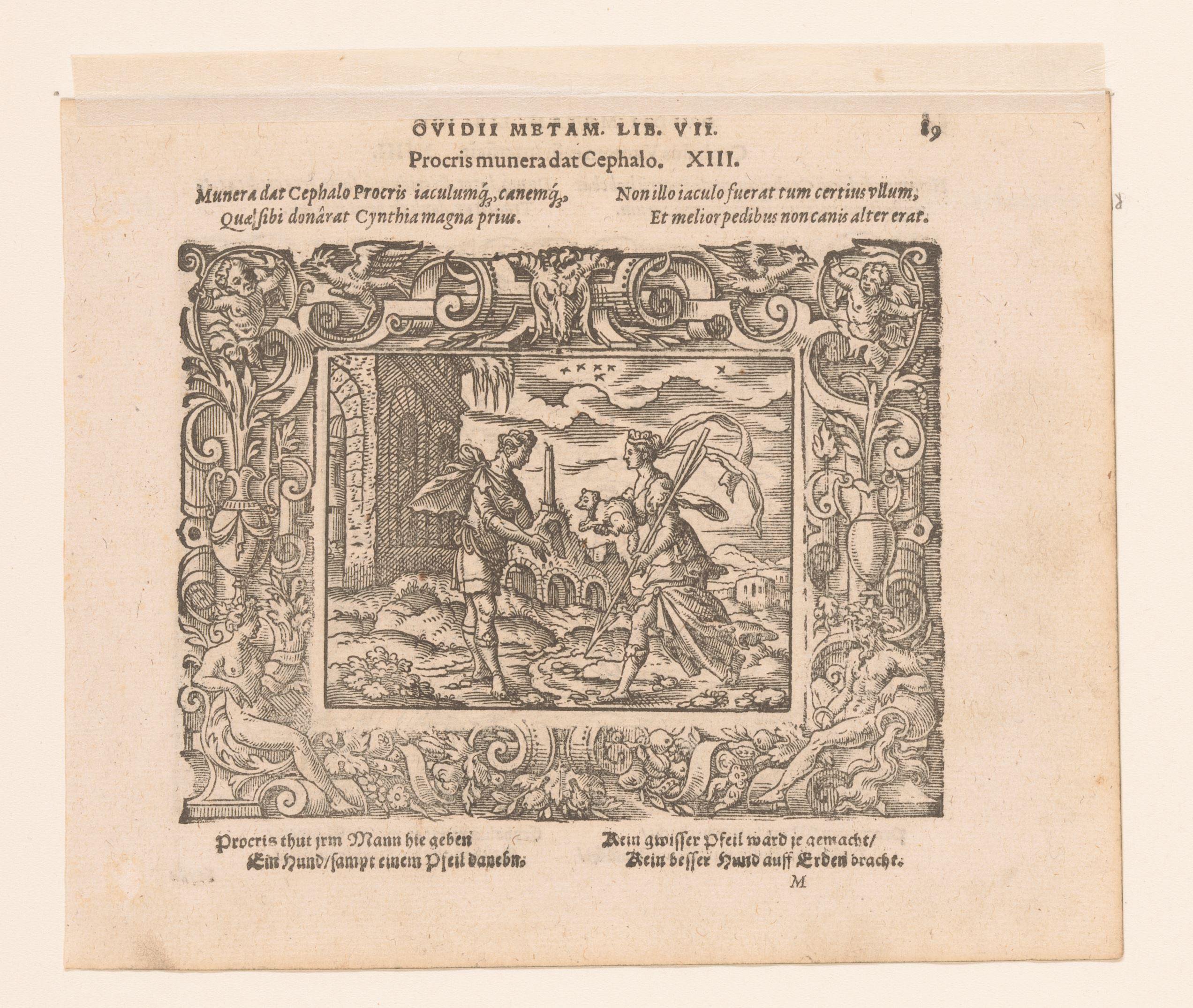 Procris geeft Cephalus een hond en een magische speer