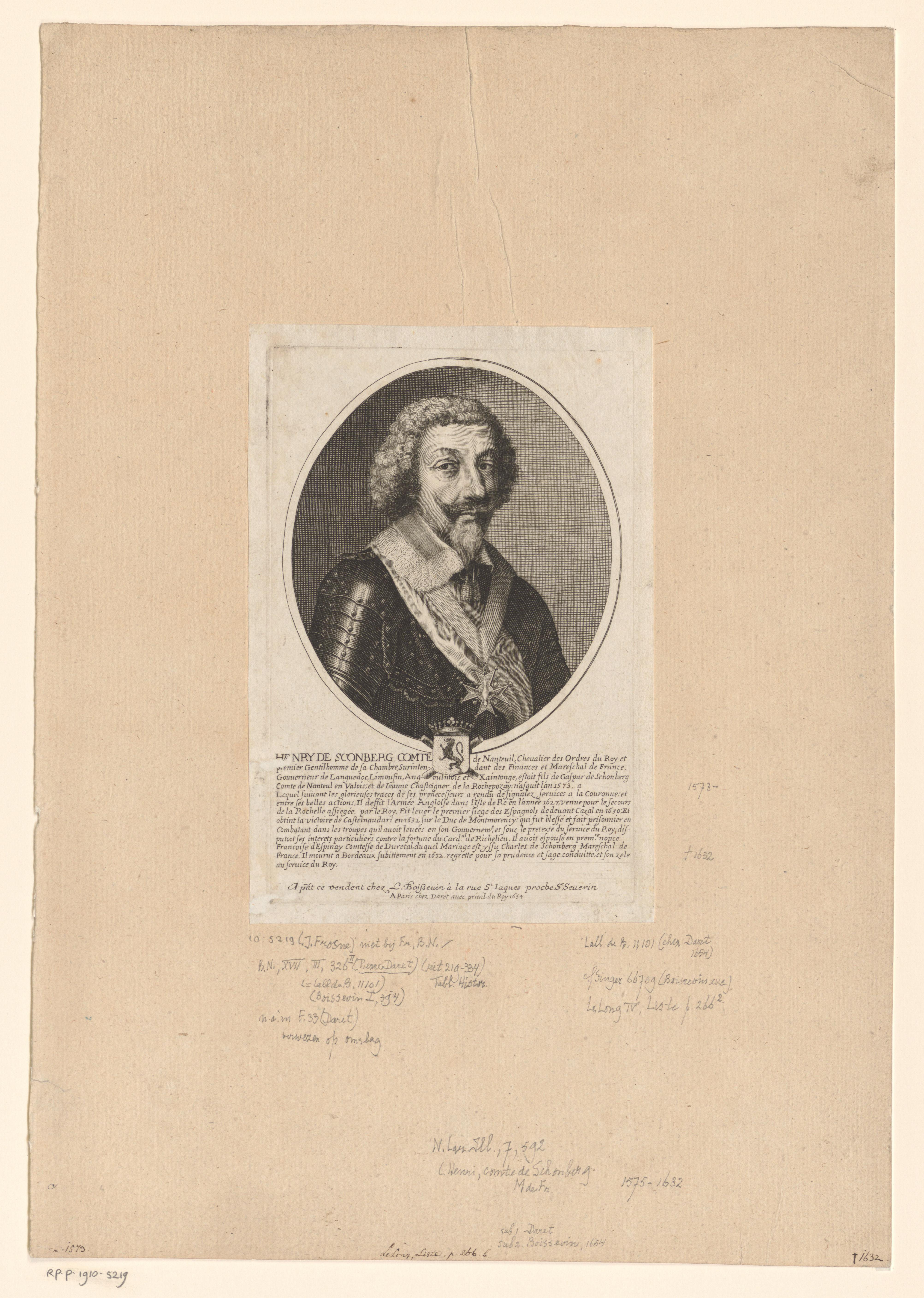 Portret van Henri de Schomberg