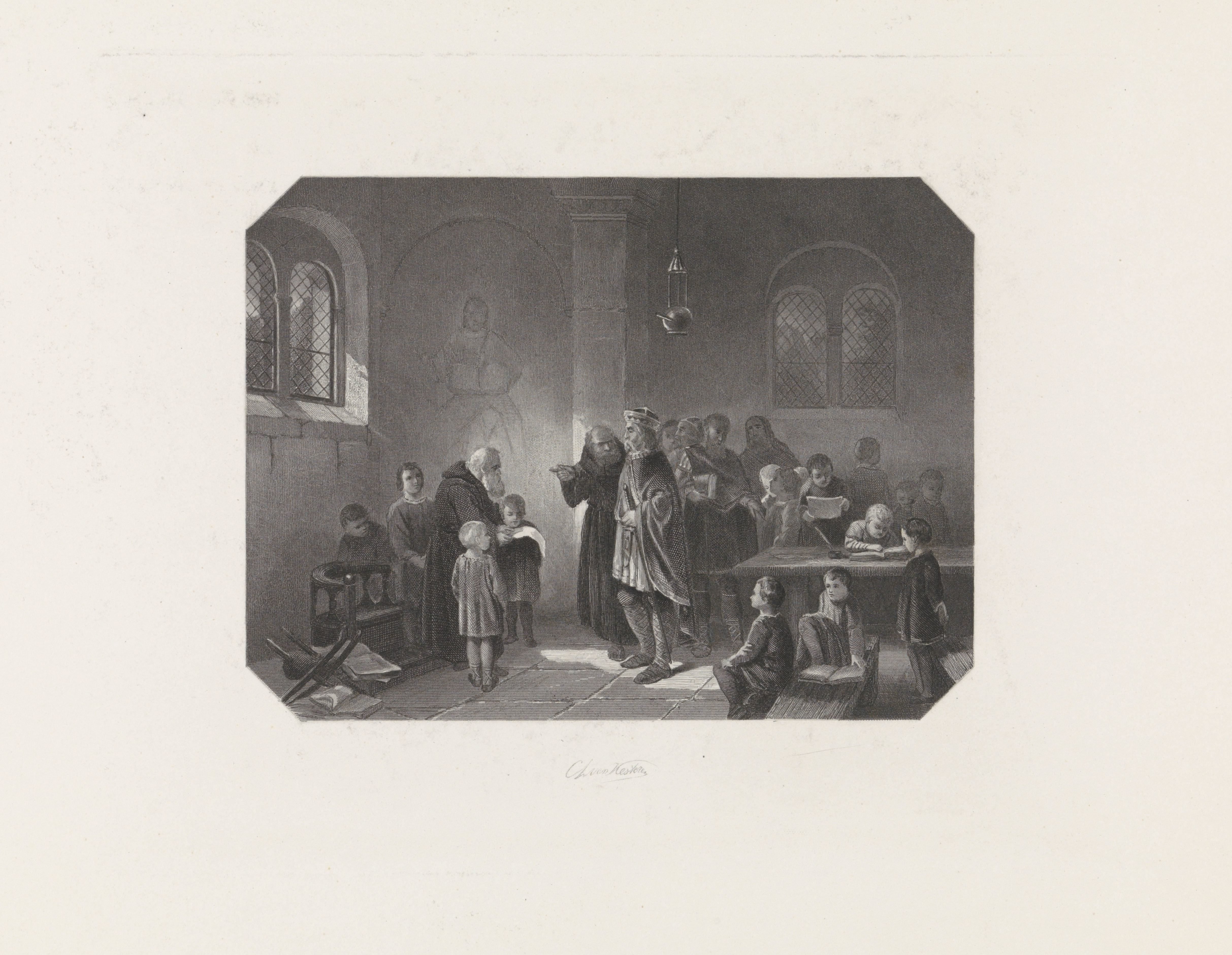 Karel de Grote bezoekt de St. Maartensschool te Utrecht, 790