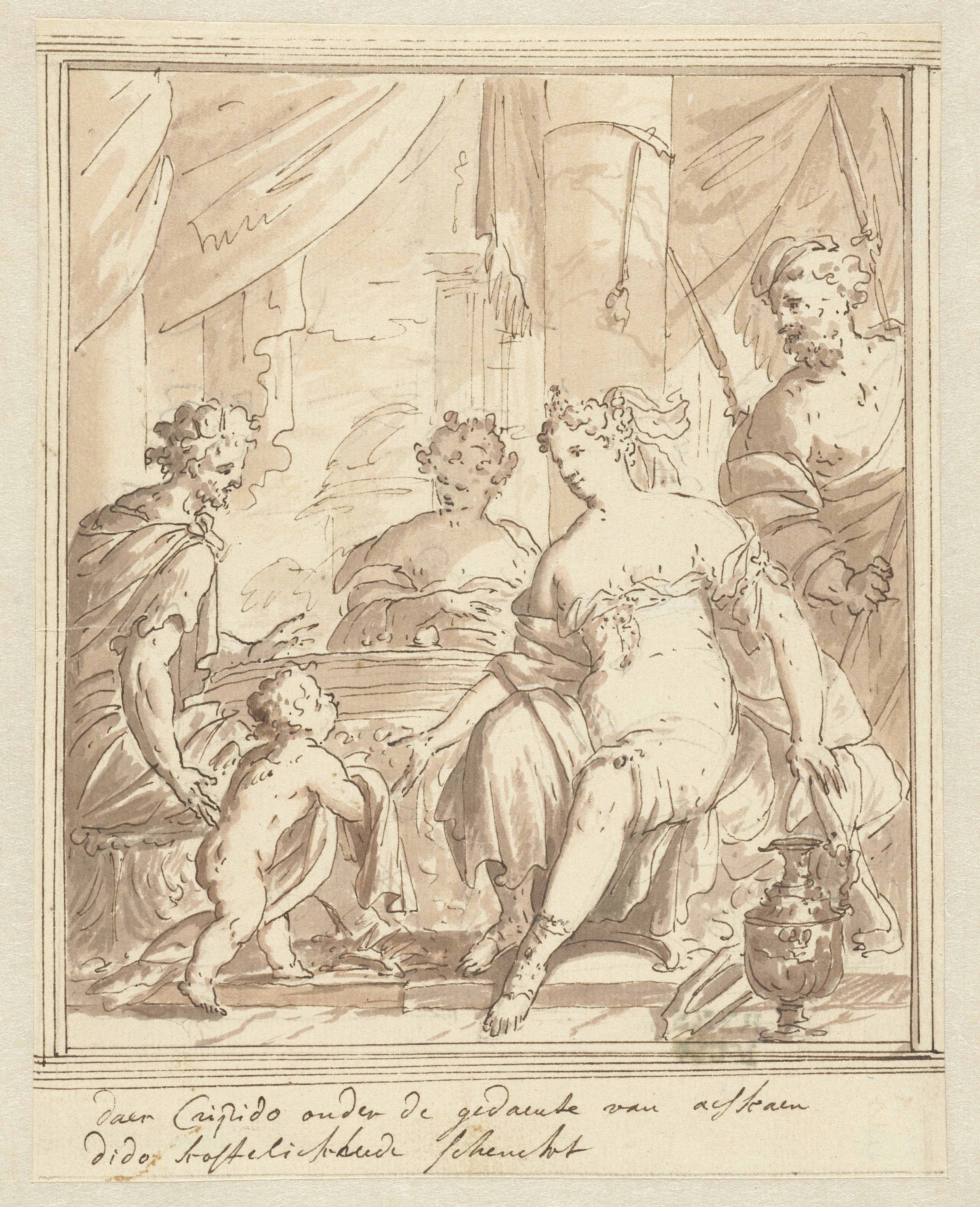 In de gedaante van Ascanius brengt Cupido Dido geschenken