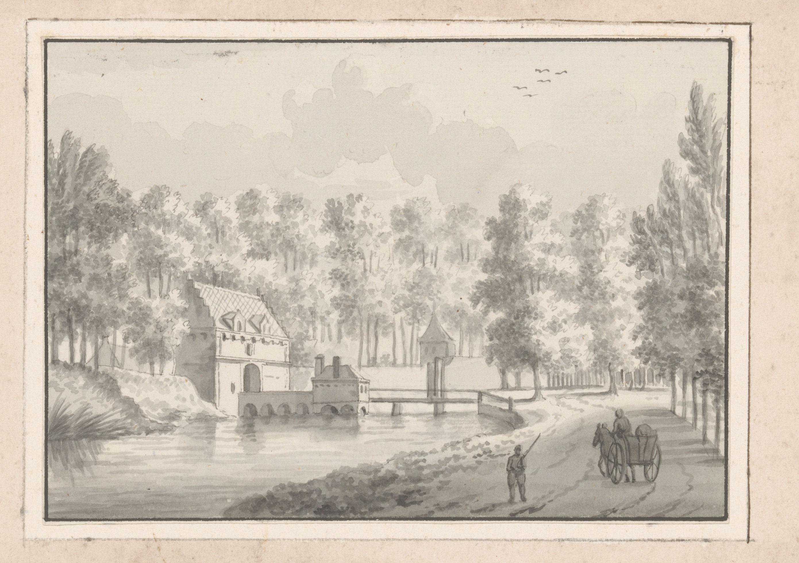 Gezicht op de voorpoort van Kasteel Buren