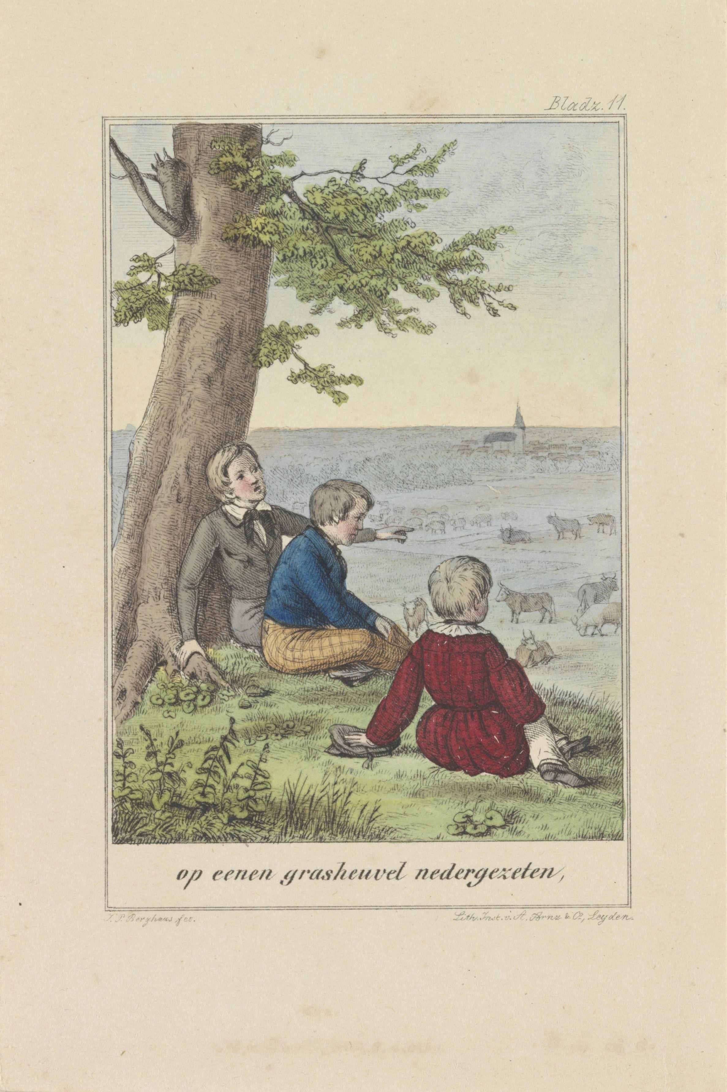 Drie kinderen op een heuvel