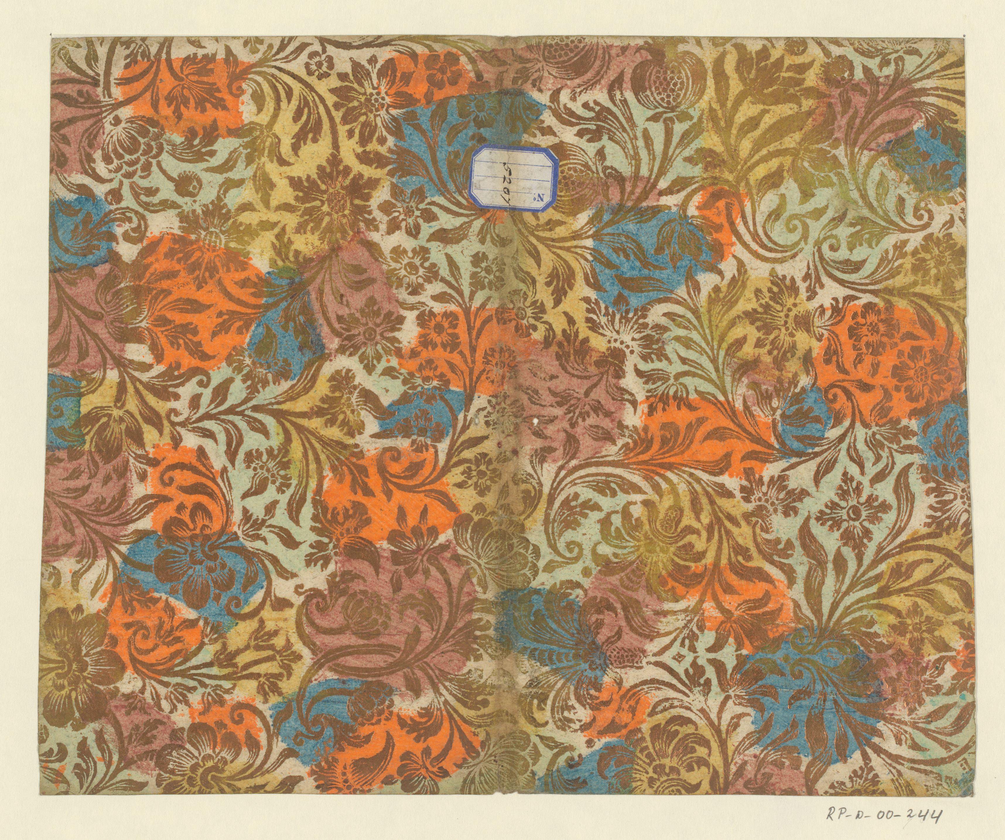Blad met ranken met bloemen en vruchten