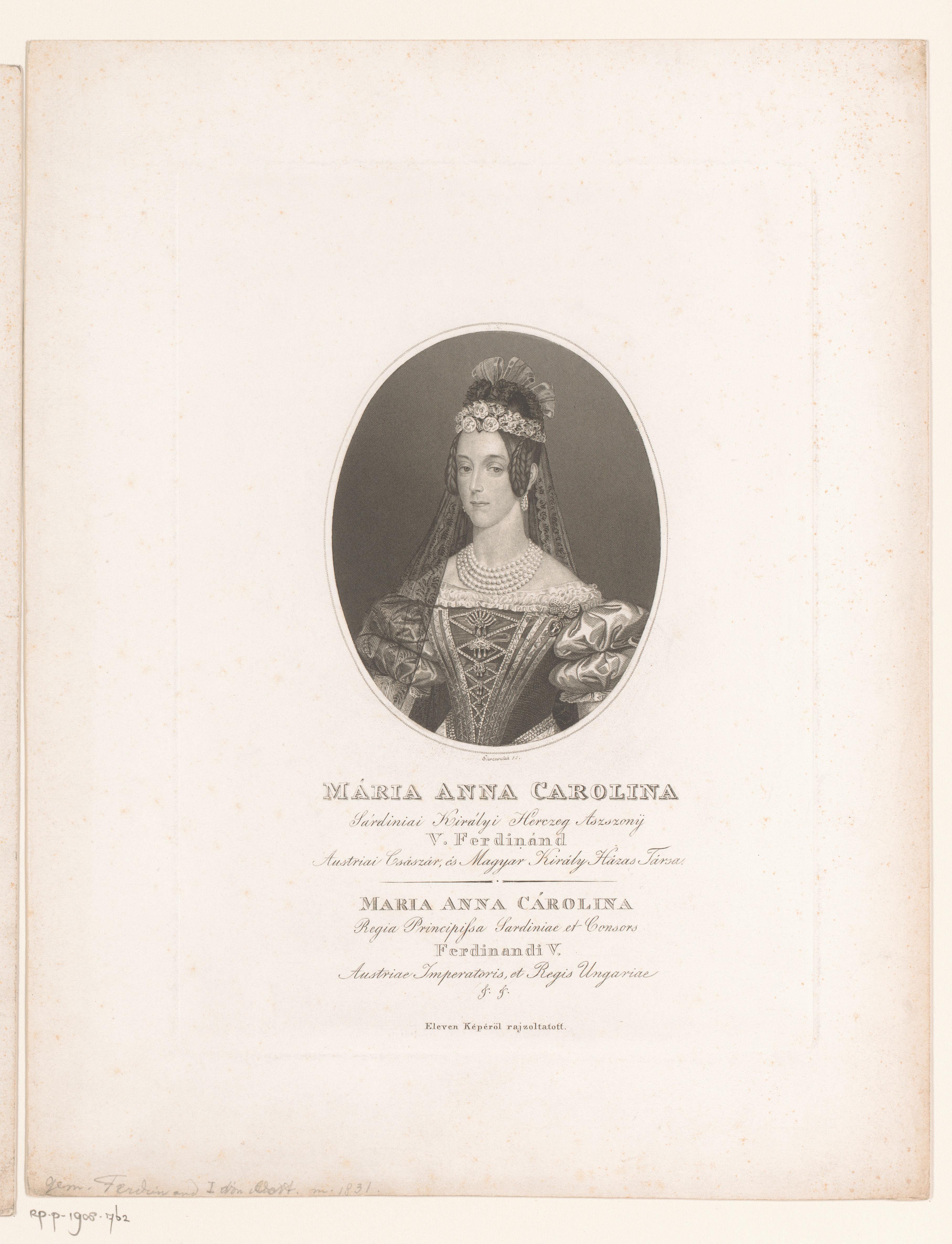 Portret van Maria Anna van Sardinië