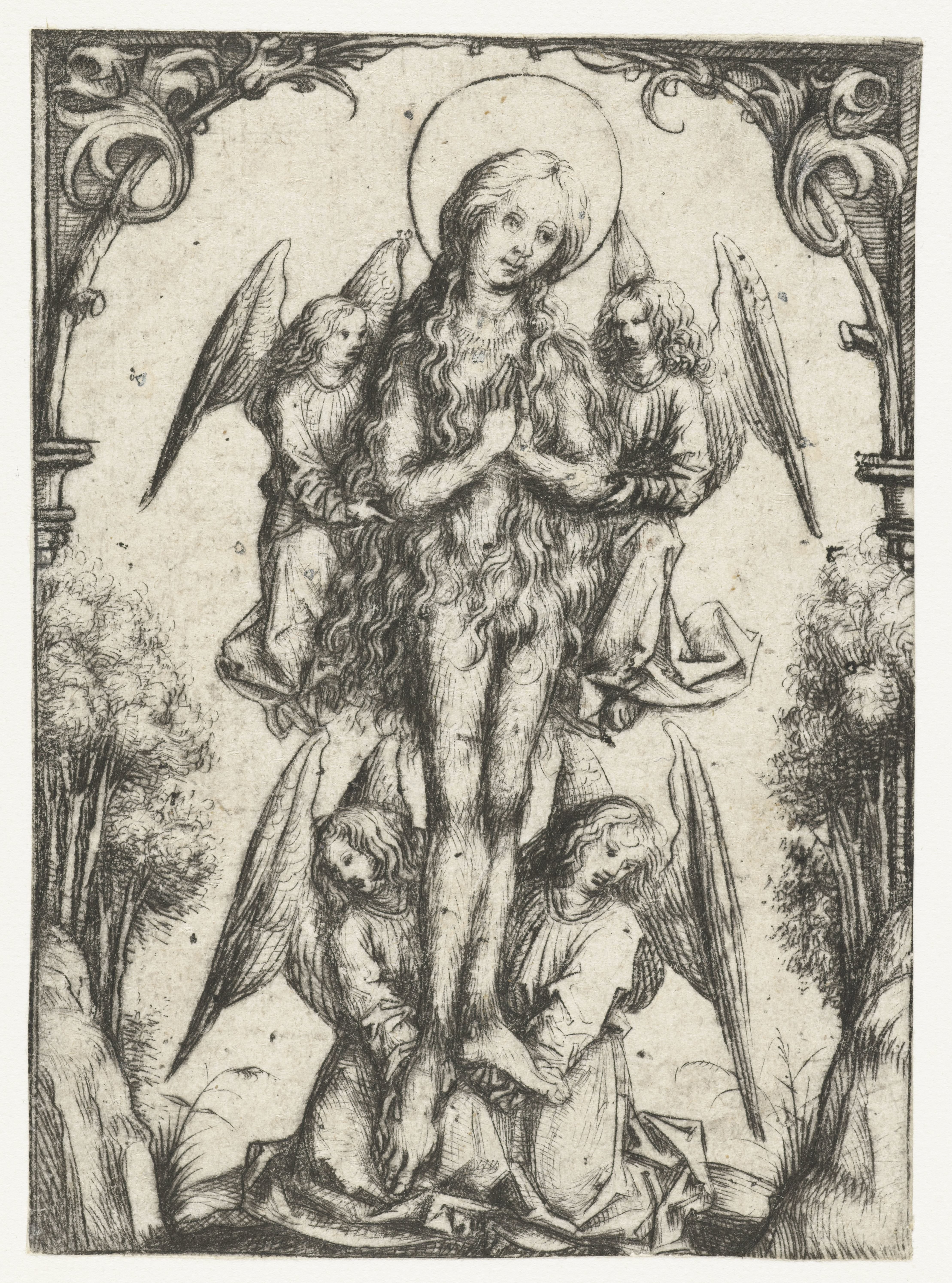 De elevatie van de H. Maria Magdalena met vier engelen