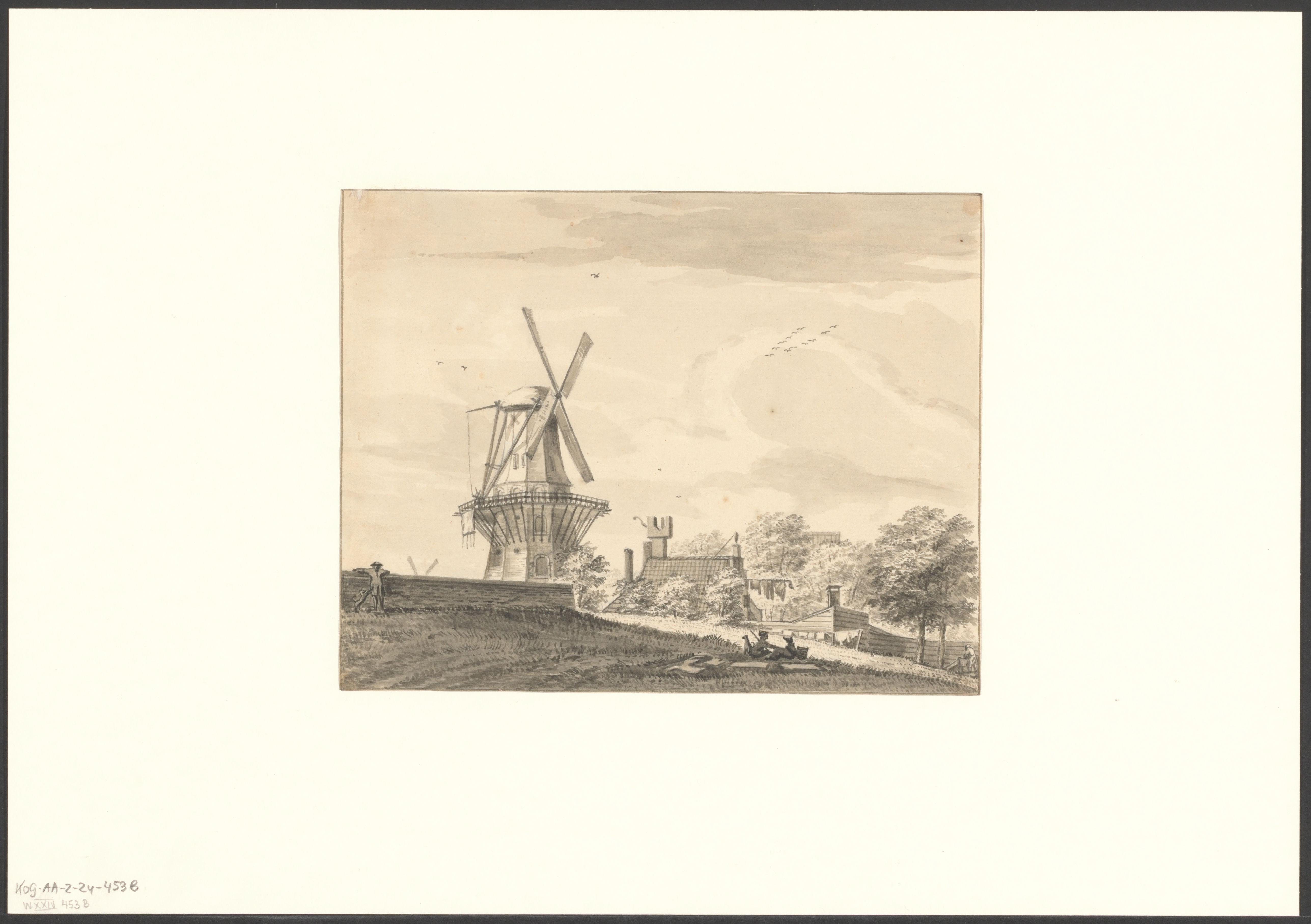 Gezicht op bolwerk Rijk met molen De Victor