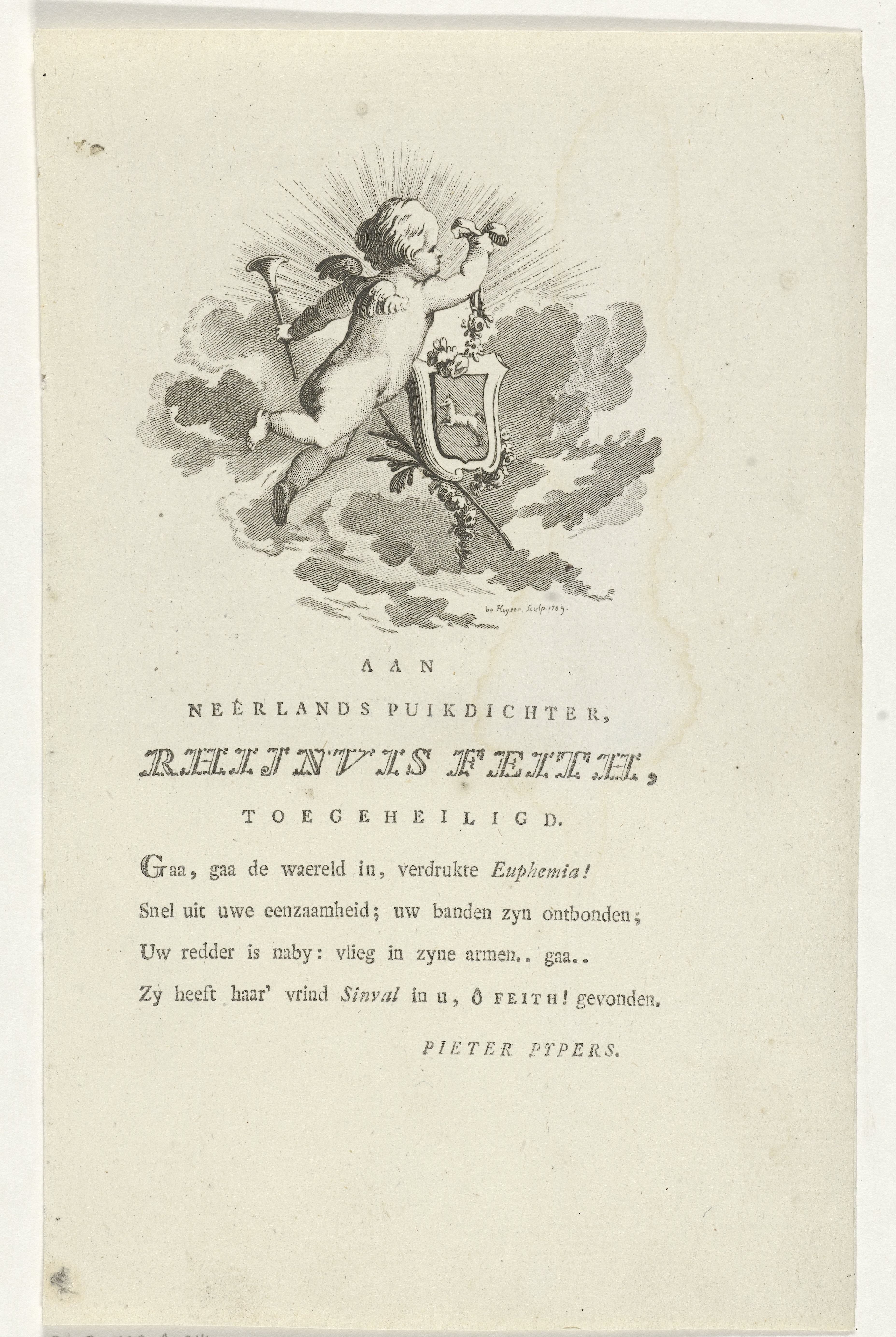 Vliegende putto met wapenschild