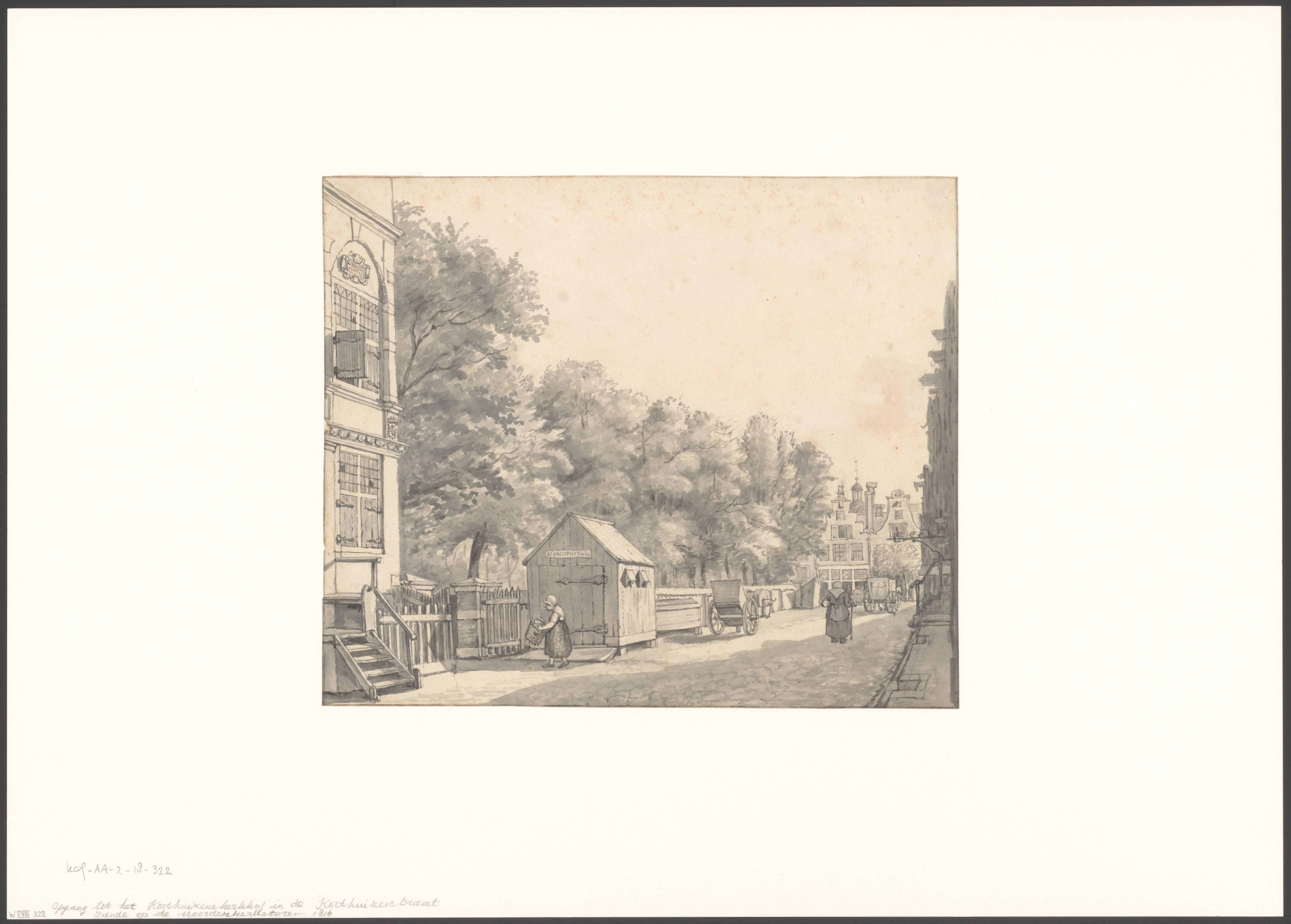 Gezicht op de ingang van het Kartuizerkerkhof aan de Kartuizerstraat