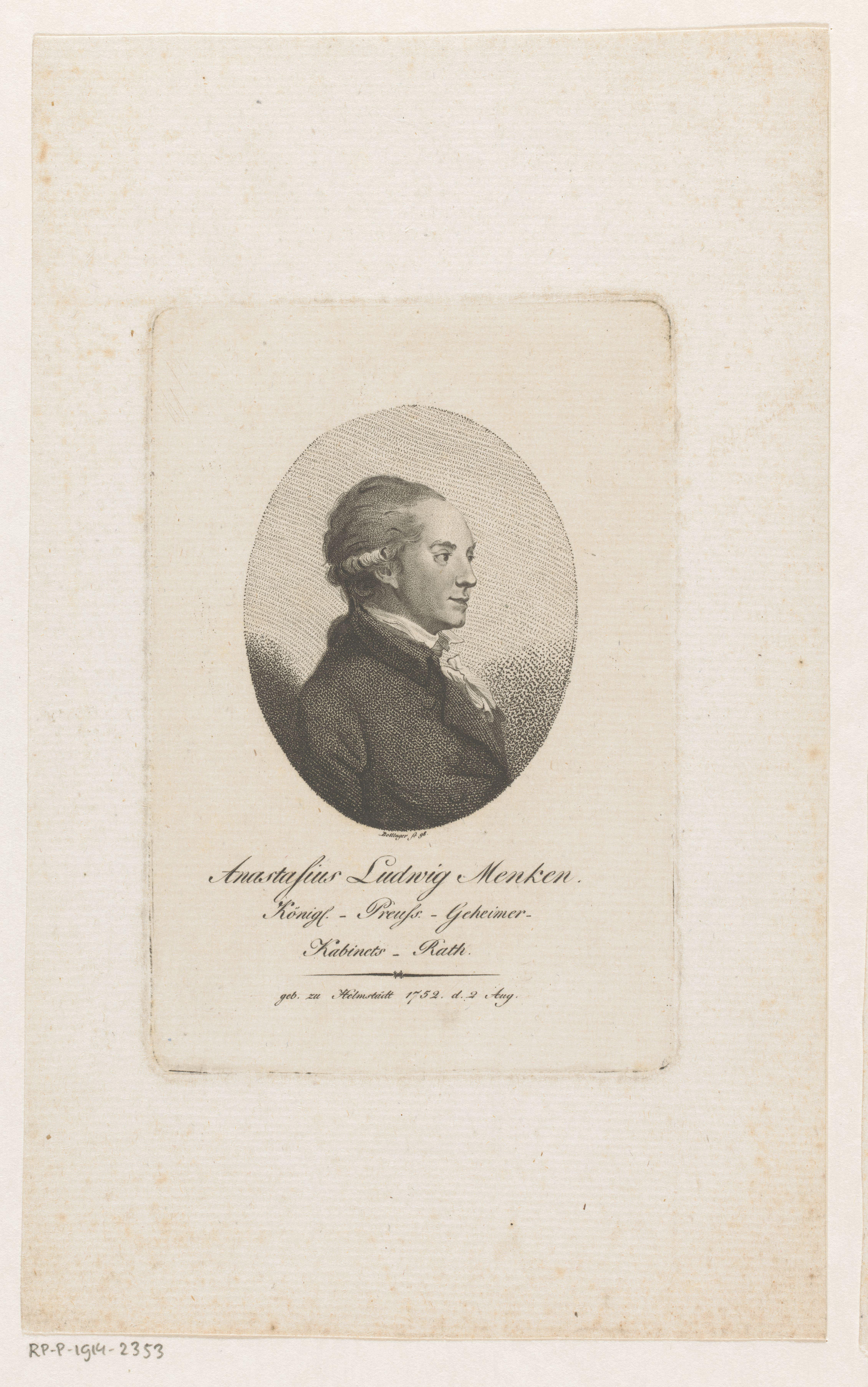 Portret van Anastasius Ludwig Mencke