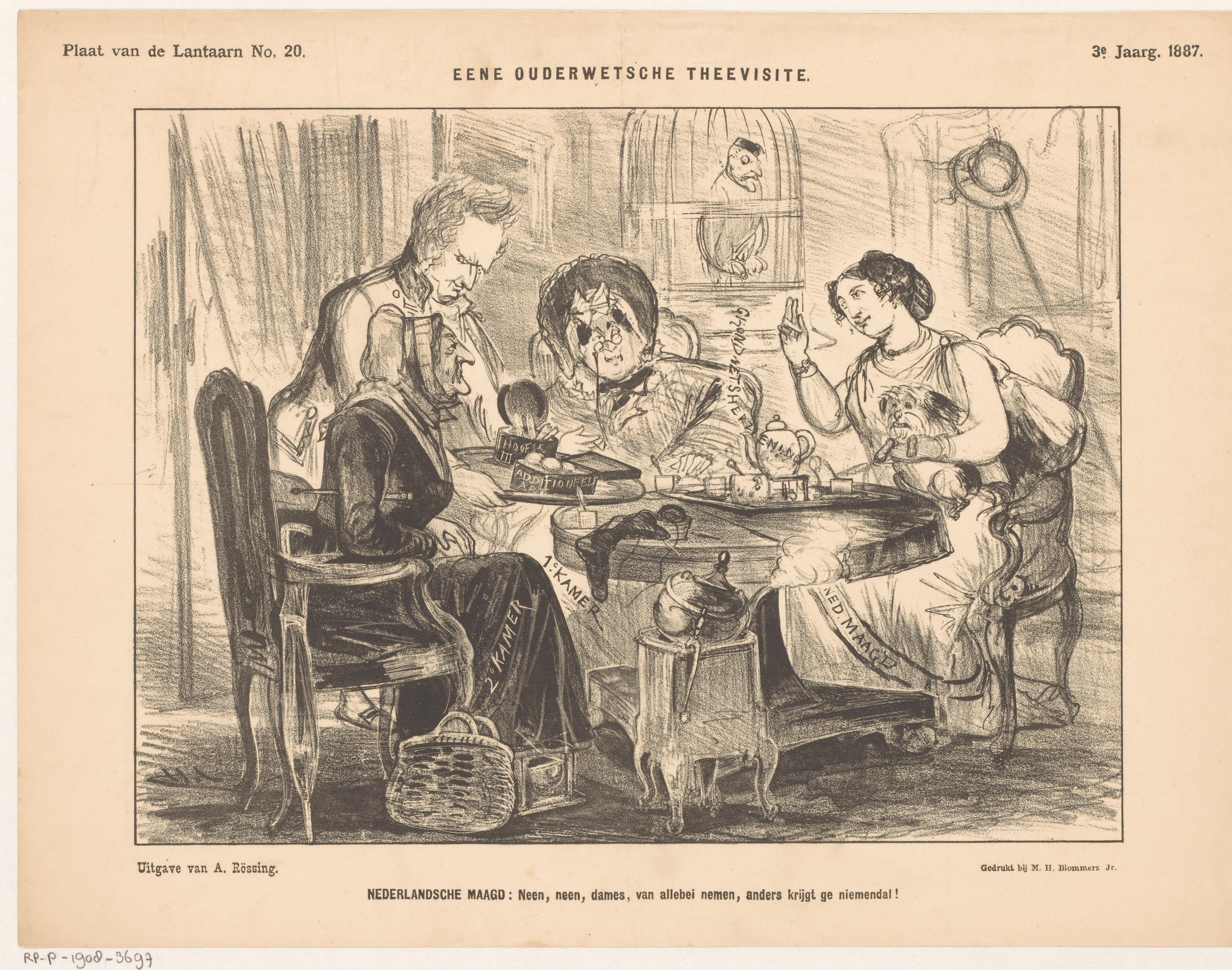 Spotprent over de grondwetsherzieningen in 1887