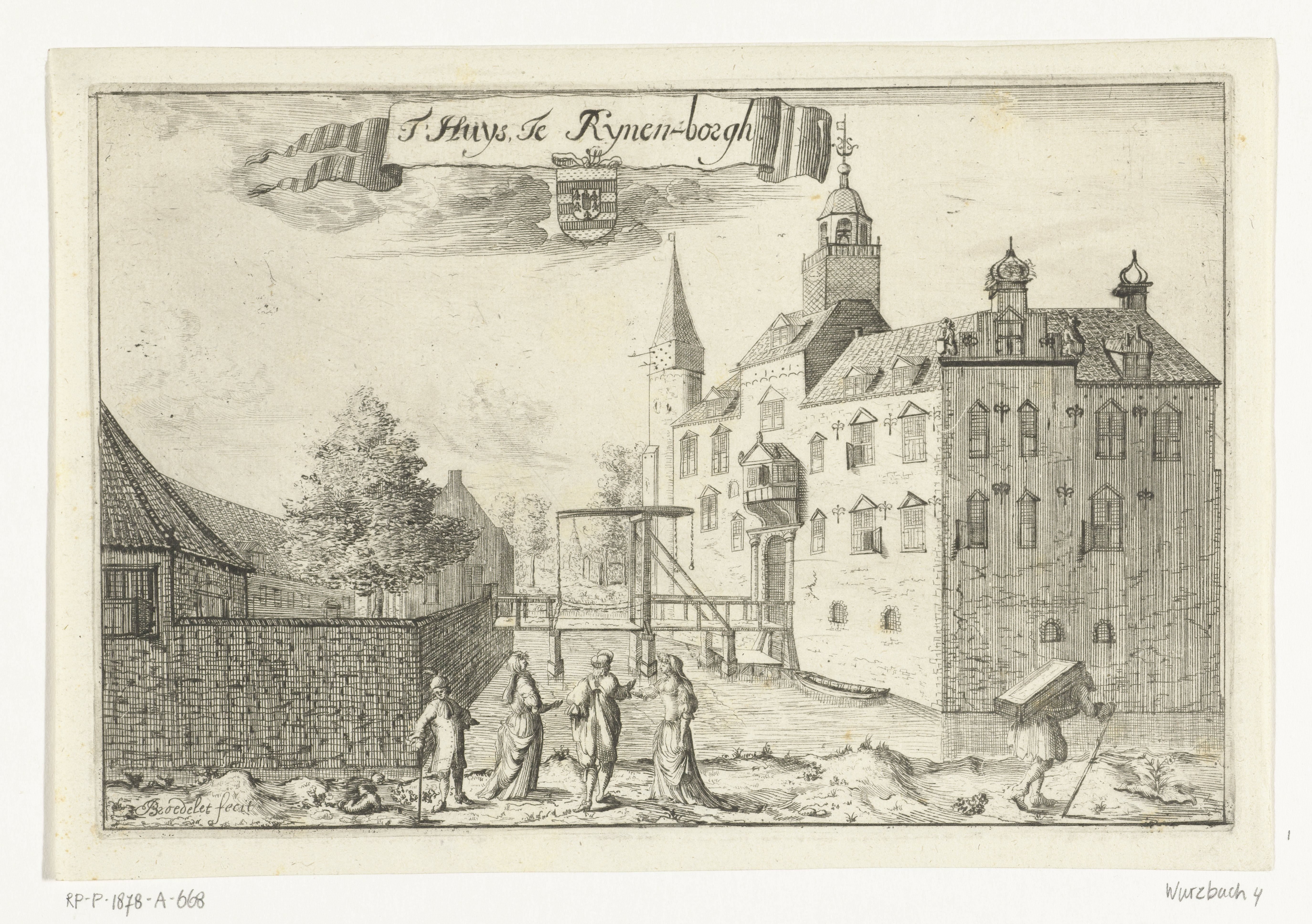 Huis of kasteel met ophaalbrug te Rhijnenburgh